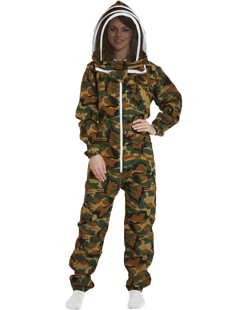 Natural Apiary Apiarist Beekeeping Suit - Polycotton - Non-Flammable Fencing Veil - Total Protection Camouflage / M