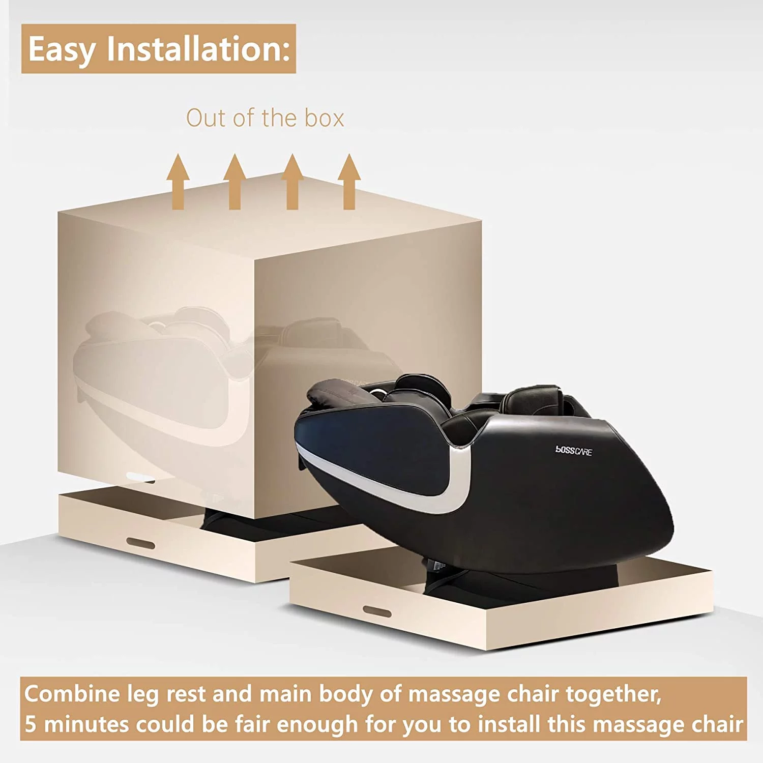 BOSSCARE Massage Chair Zero Gravity Full Body with Airbag Massage Black