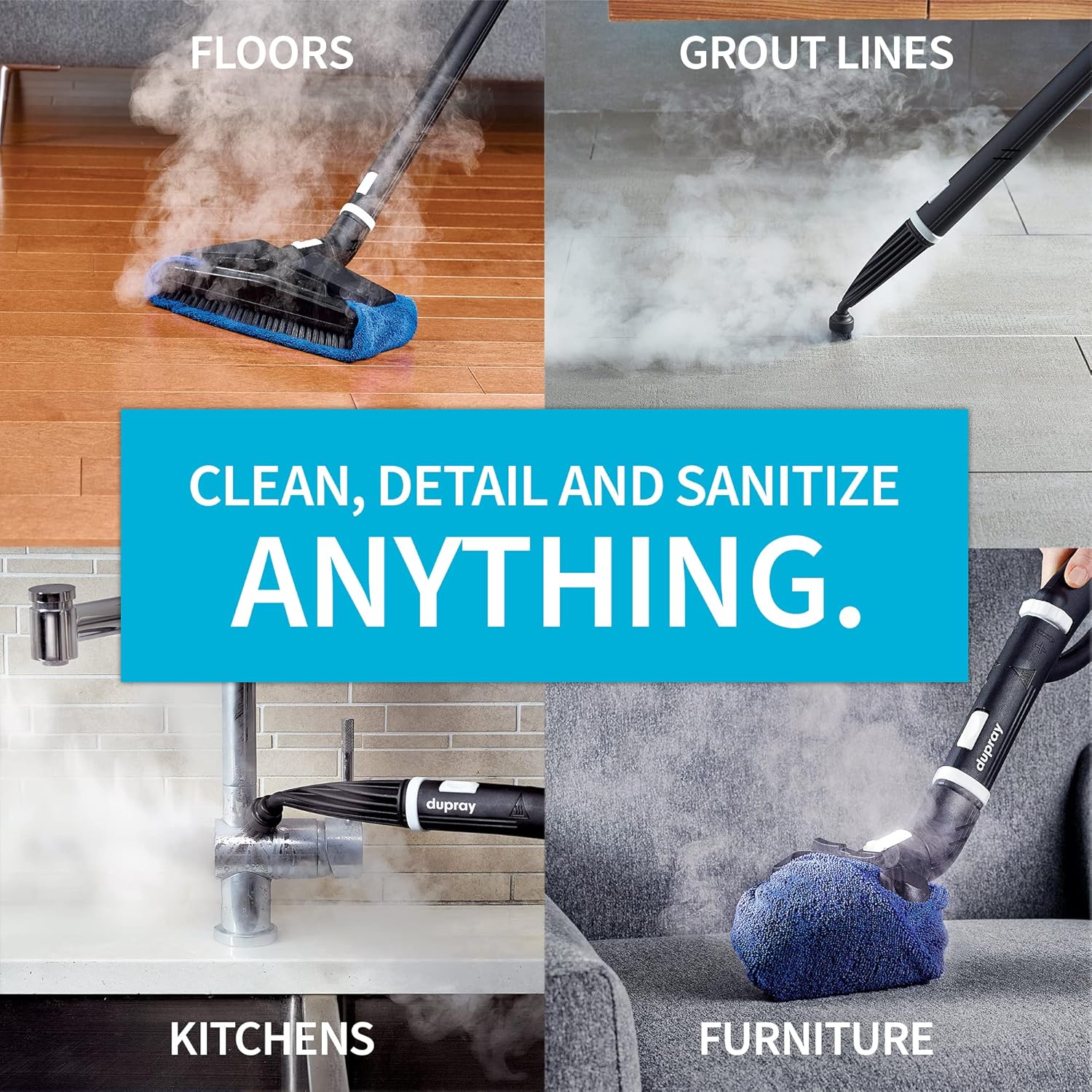 Dupray One Steam Cleaner- Portable, All-Purpose, Disinfecting, Chemical-Free Floor Steamer & Tile Cleaner Made in Europe for Home and Professional Use