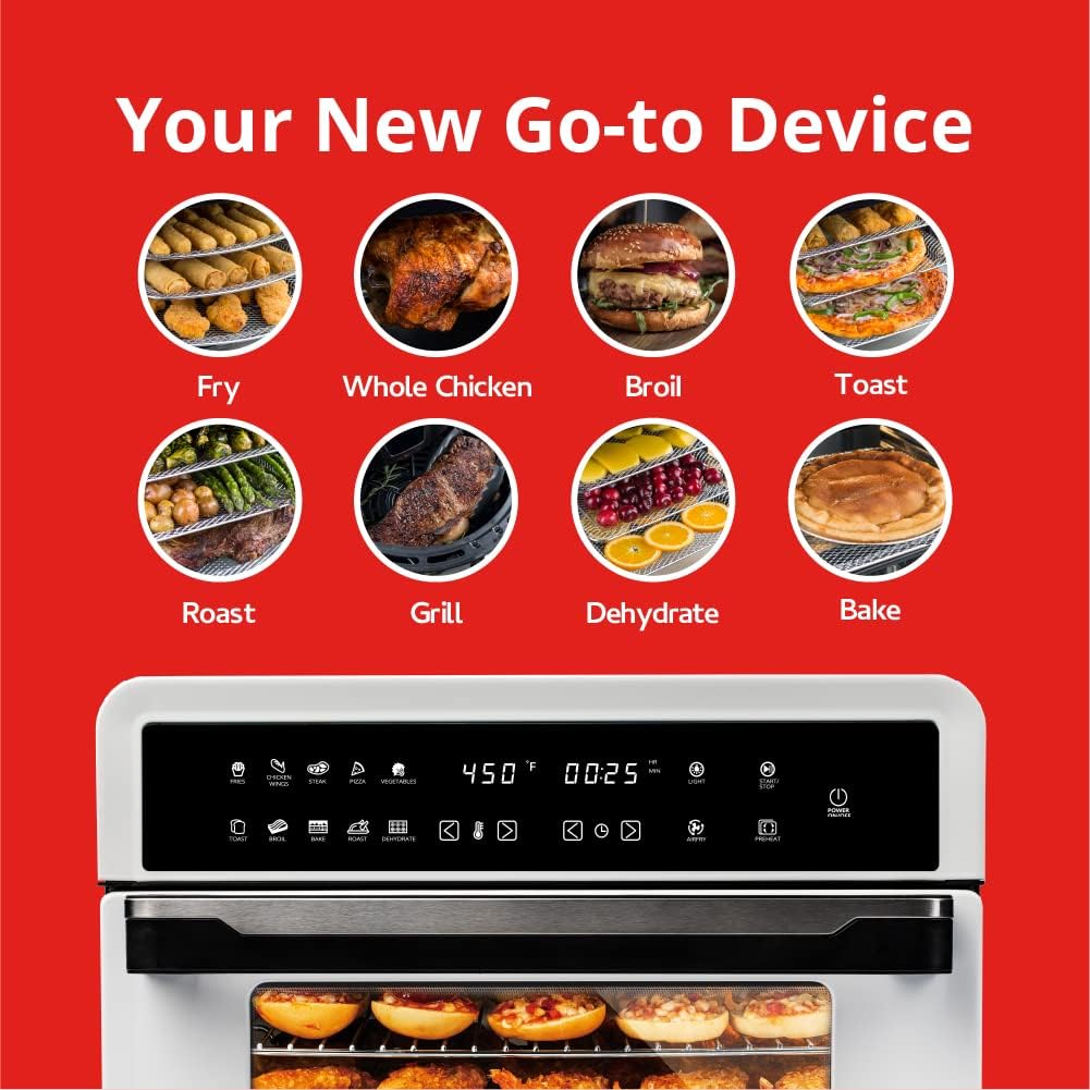 Aria Premium 30 Qt. Touchscreen Toaster Oven with Recipe Book, White/Black