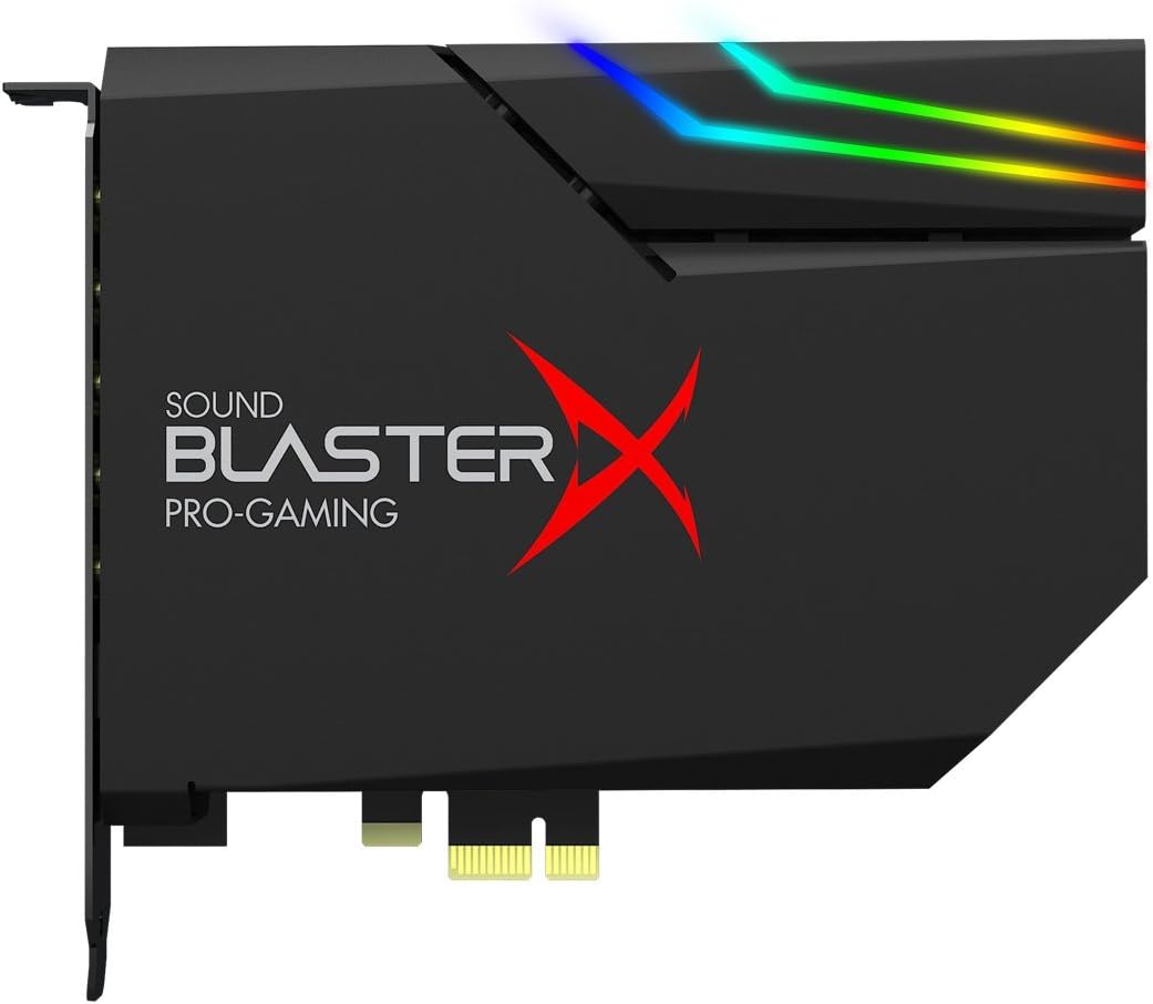 Creative Sound BlasterX AE-5 Plus SABRE32-class Hi-res 32-bit/384 kHz PCIe Gaming Sound Card and DAC with Dolby Digital and DTS, Xamp Discrete Headphone Bi-amp, Up to 122dB SNR, RGB Lighting System