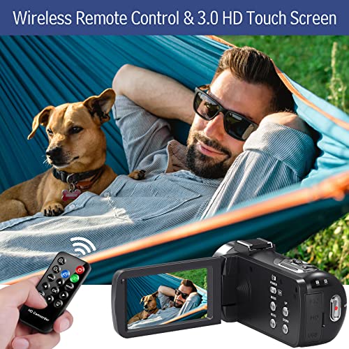 Camcorder Video Camera 4K Ultra 48MP with IR Night Vision,18X Digital Zoom Camcorder Recorder 3" 270° Rotation Touch screen Vlogging Camera for YouTube with Remote Control,2 Batteries,32GB SD Card
