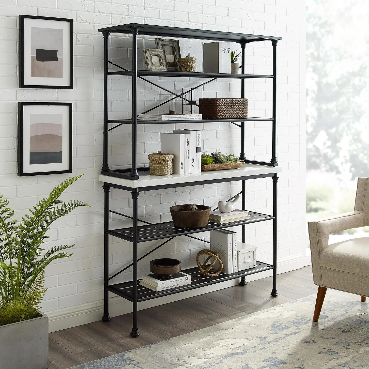 HomeStock Retro Renaissance Baker's Rack Matte Black - Console & Hutch