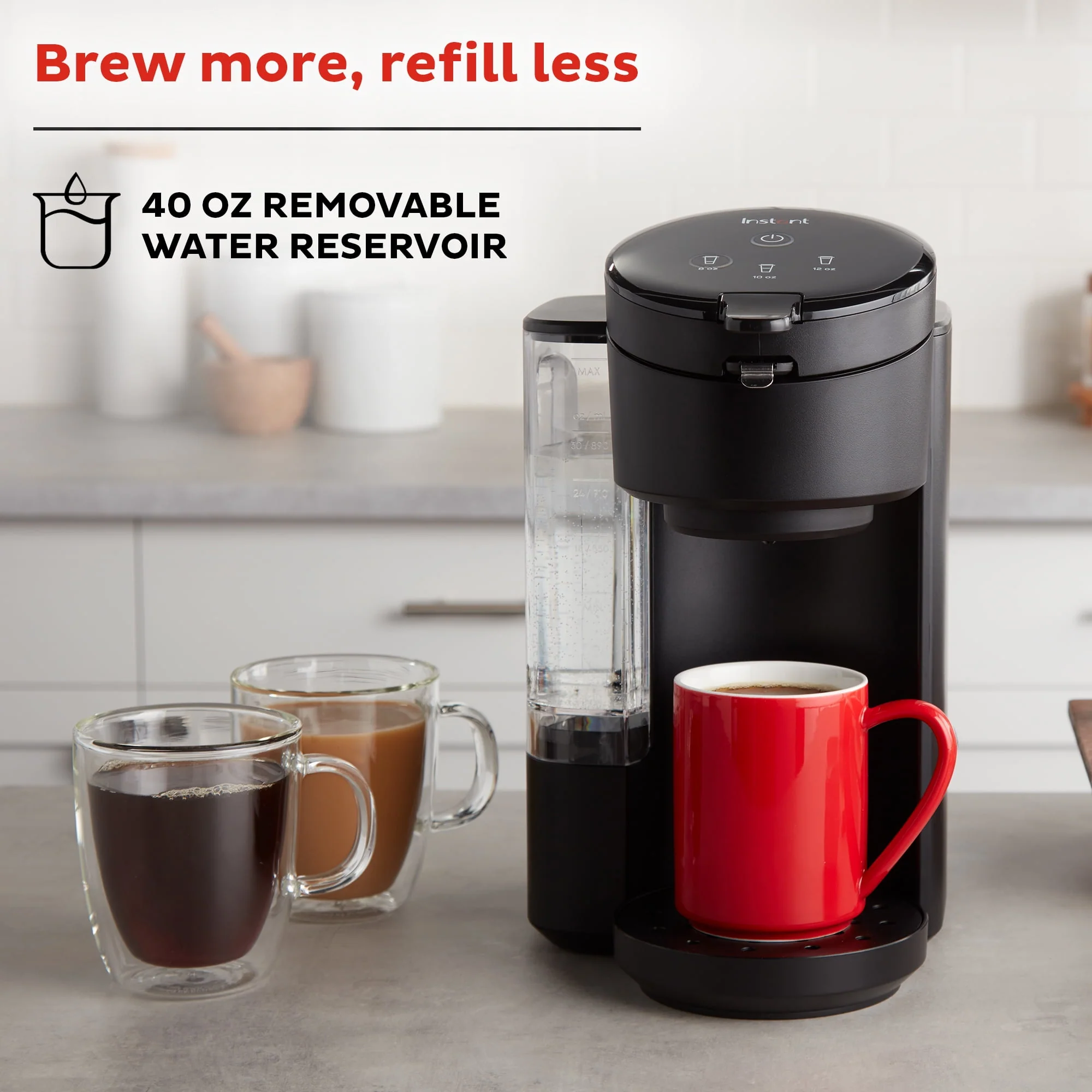 Instant Solo Café 2-in-1 Single Serve Coffee Maker for K-Cup Pods and Ground Coffee, Black