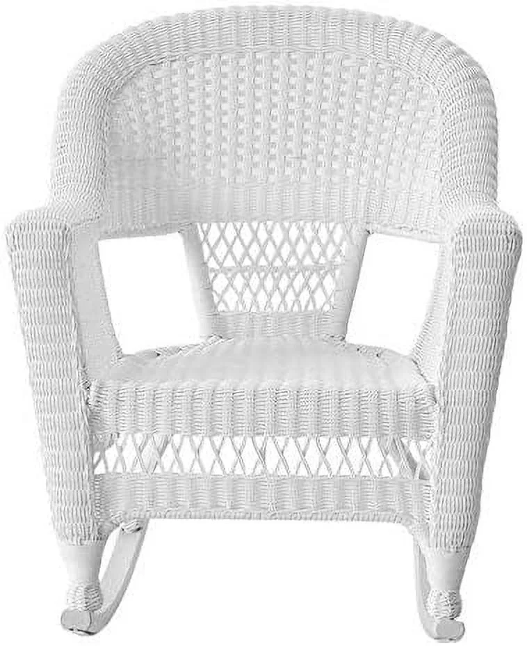 Jeco W00206R-B-2 White Rocker Wicker Chair - Set 2