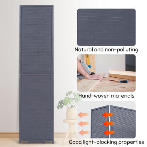 Bamboo Room Divider Folding Privacy Screens, Wall Divider for Room Separation, Portable Room Partitions and Dividers, 5.6FT Bamboo Mesh Woven Room Divider Panel (Brown, 4 Panel)