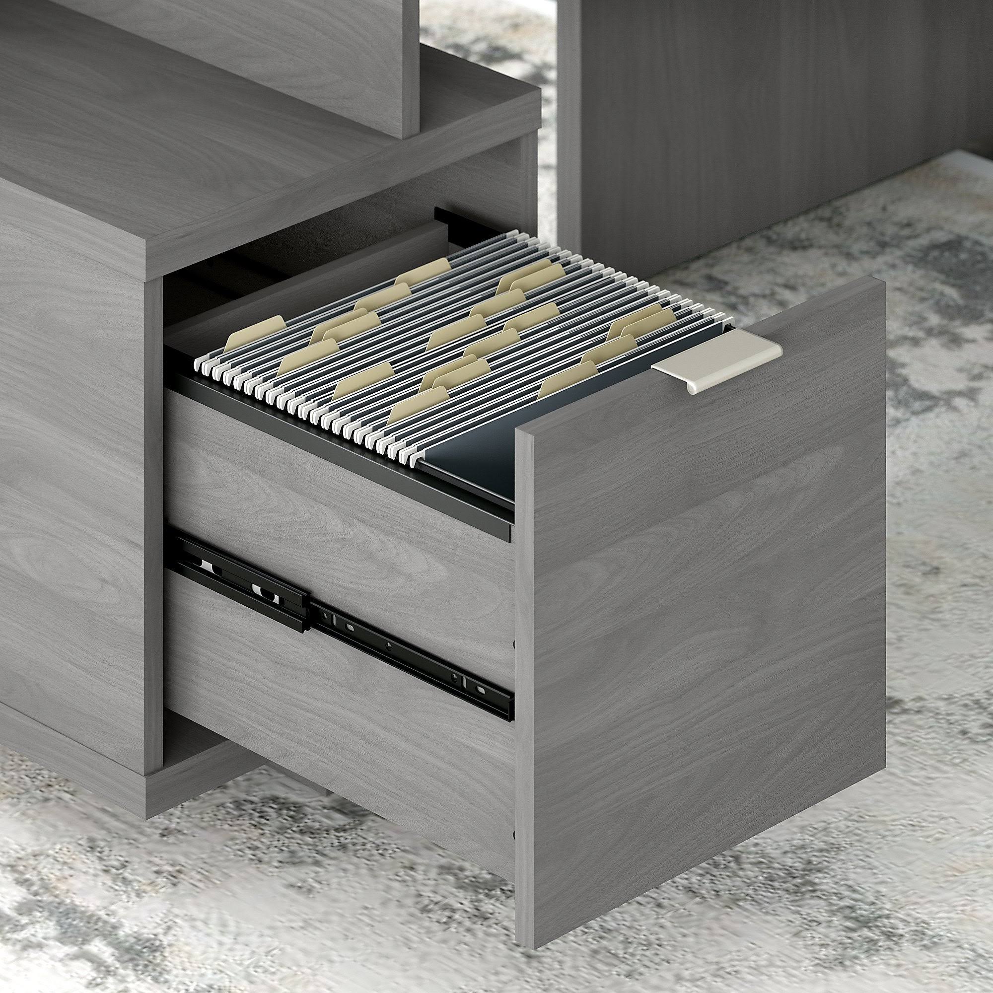 kathy ireland Home Madison Avenue - Desk - with hutch - L-shaped - modern gray