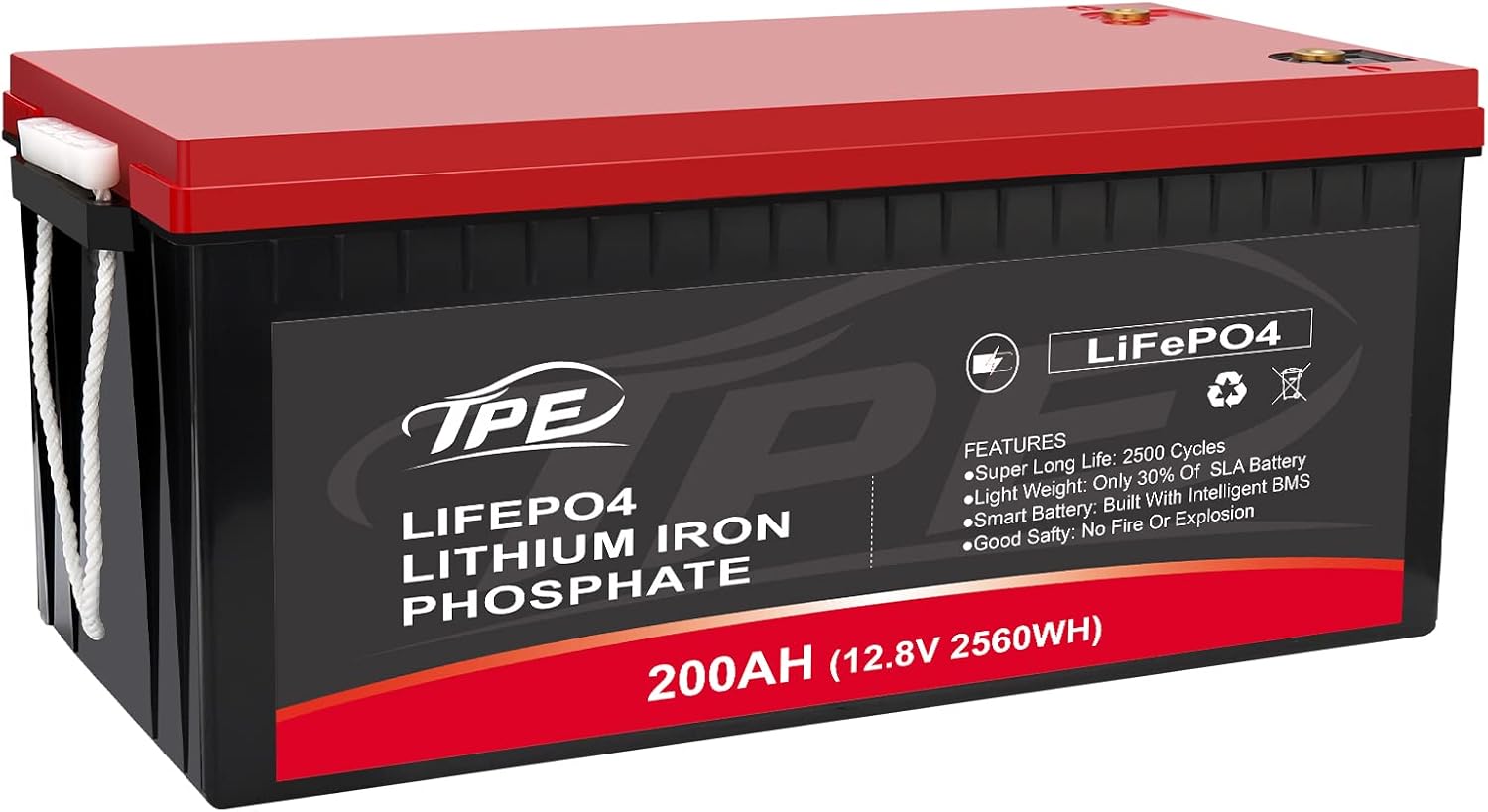 Lifepo4 Battery 12V100AH, Deep Cycle Lithium Phosphate Battery, Rechargeable Lithium Iron Battery with Built-in BMS 4000+Life Cycles & 10-Year lifetime for RV, Marine, Camping, Boat, Solar Power etc
