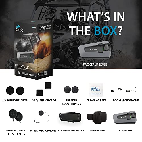 Cardo PACKTALK Edge Motorcycle Bluetooth Communication System Headset Intercom - Single Pack, Black