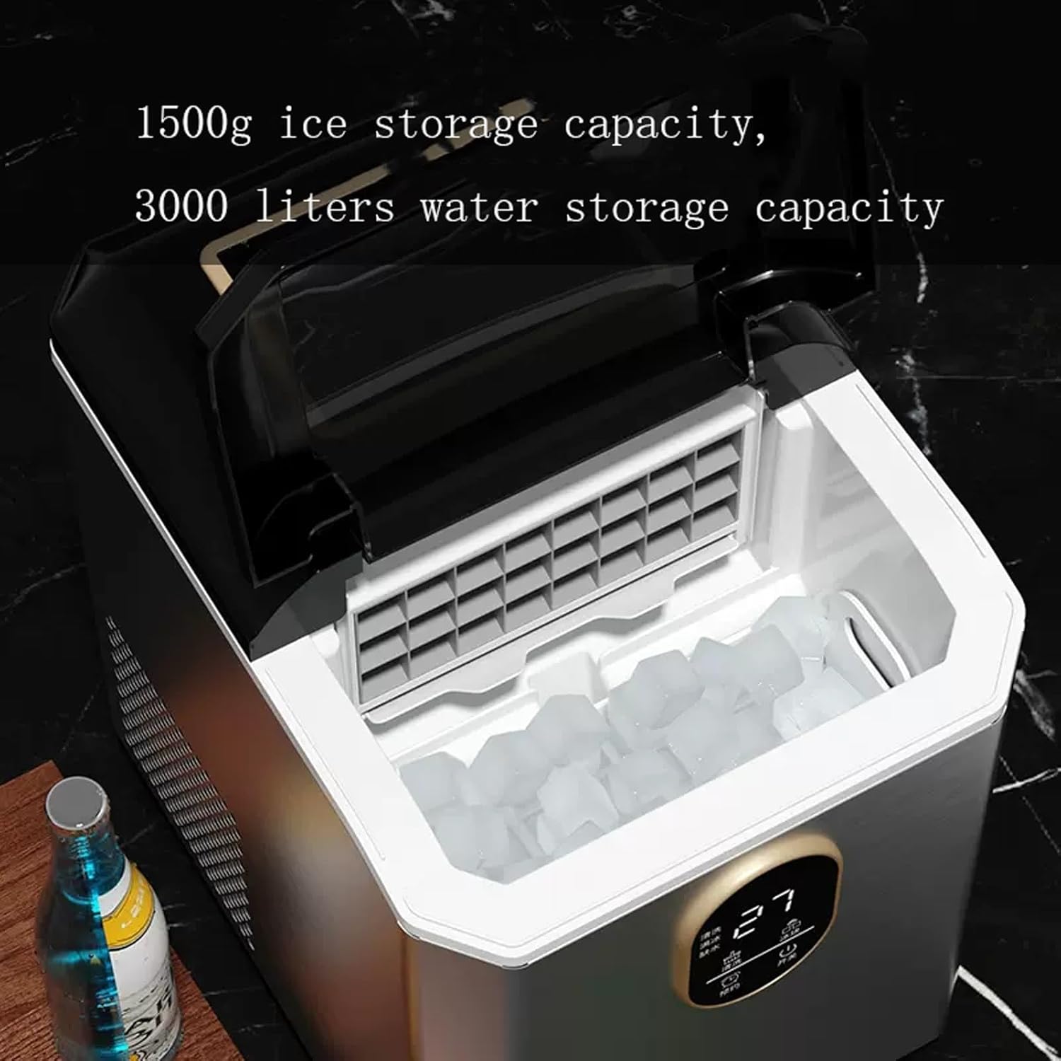 Countertop ice Maker Machine Ice Makers Countertop, 70.5 lbs/Day, 2 Way Filling, Self-Cleaning, 4 Gears Ice Size Control, ice Machine Maker countertop for Home Outdoor RV Electric Ice Maker