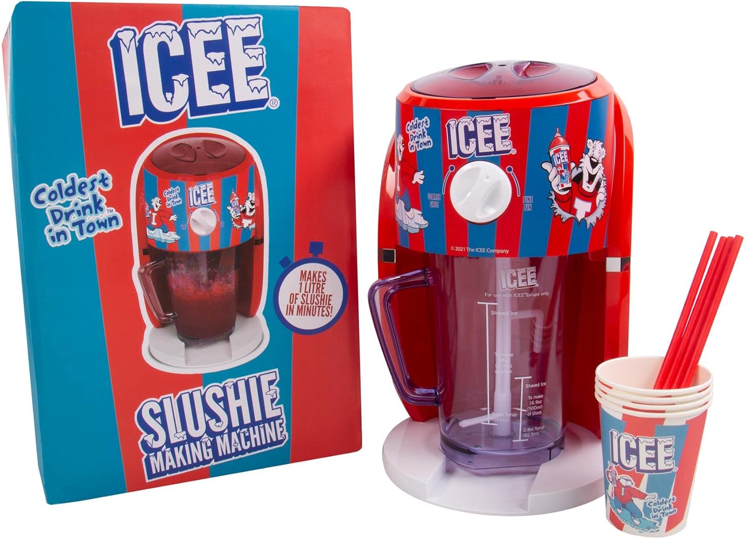 ICEE Slushie Snow Cone Machine Bundle. Genuine ICEE Home Countertop Slushie Ice Shaver & 4-Pack ICEE Syrups. Officially Licensed ICEE Merchandise.
