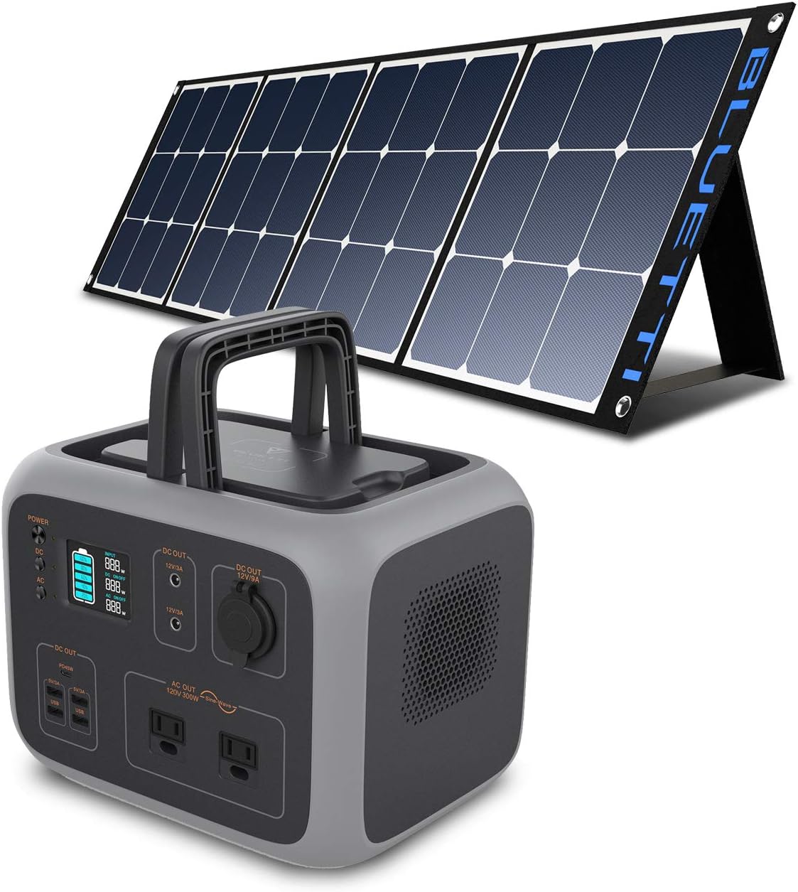 BLUETTI AC50S Solar Generator with Solar Panel 120W SP120 Included, 500Wh Portable Power Station with 2x120V AC Outlets Battery Pack for Camping Trip Hunting Home Emergency