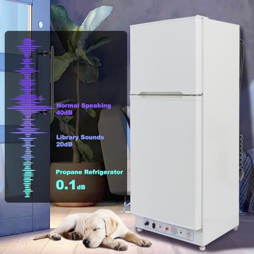 Techomey Propane Refrigerator with Freezer, 6.1 Cu.Ft. Gas Fridge Off Grid, Gas Refrigerator, 110v/Propane Dual Powers, Energy-saving & Quiet, for Outdoor, RV, Truck, Camper, Kitchen, White