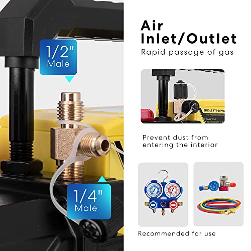 SPECSTAR HVAC Air Vacuum Pump for R12 R22 R134a R410a Systems…