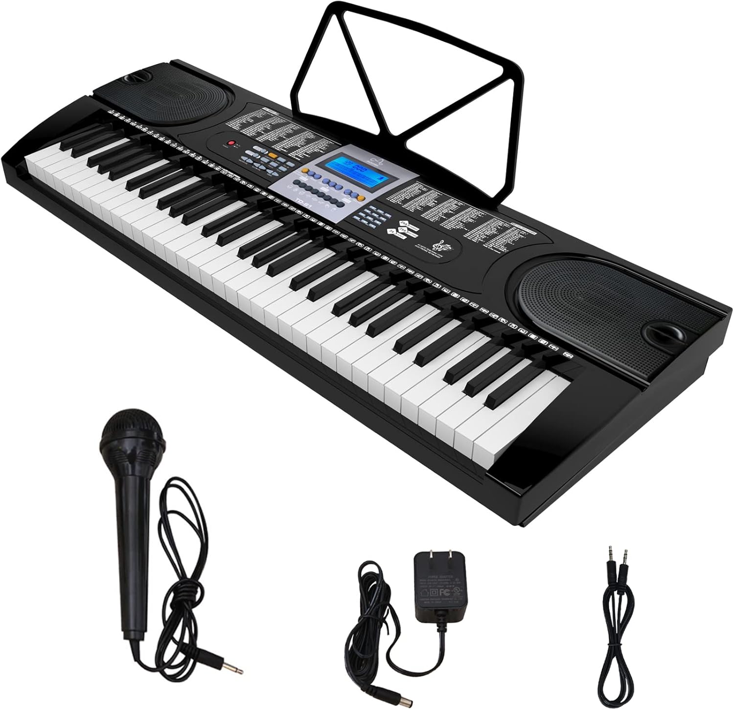 AODSK 61 Key Keyboard Piano With LCD Display Kit for Beginner Professional,with 255 Sounds,Microphone,3.5mm Audio Cable and 24 Demo Songs