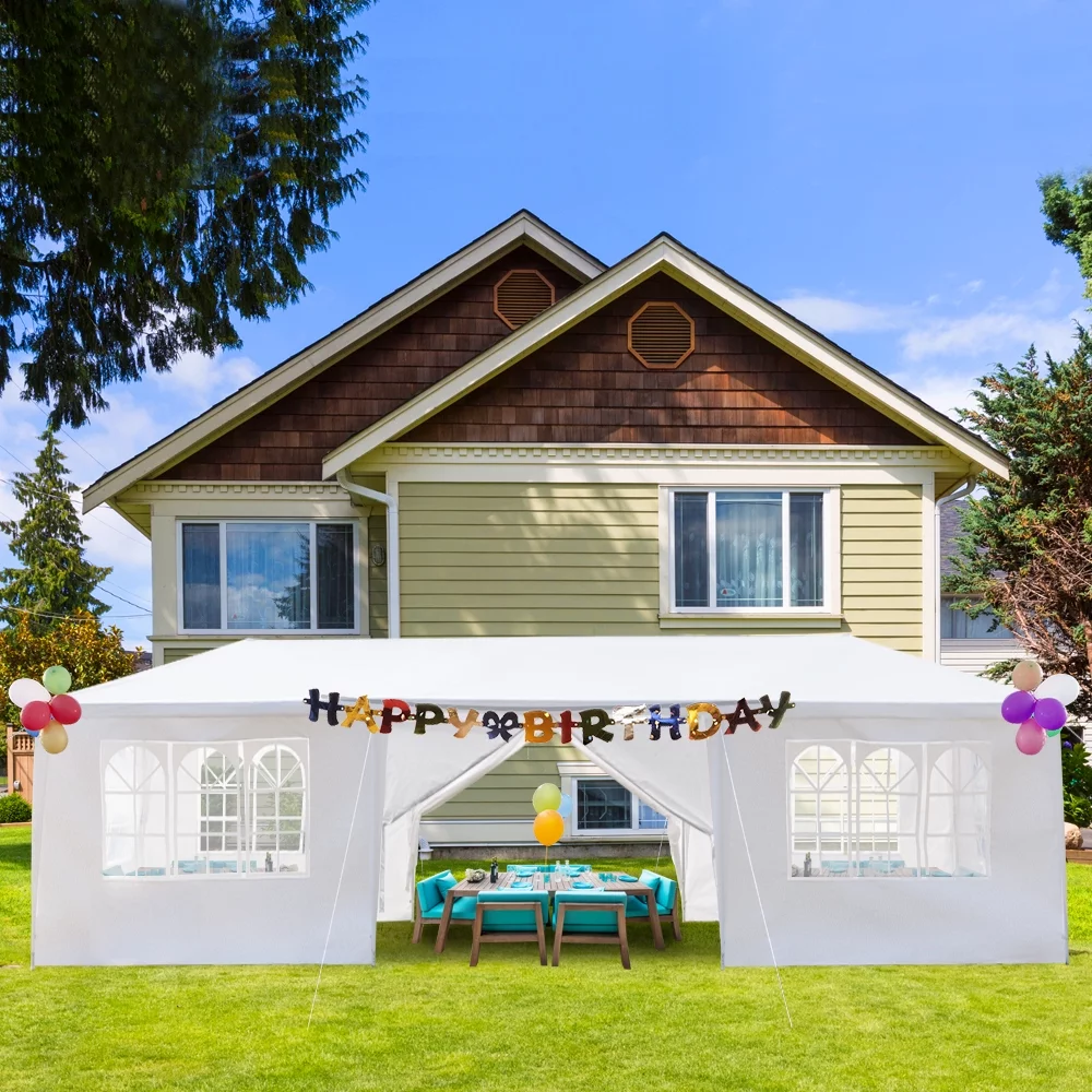 10'x30' Outdoor Party Tent, Wedding Patio Gazebo, Canopy Tent with 8 Removable Sidewalls and 2 Doors, Cater Events Pavilion with Transparent Windows, Waterproof, Easy Set