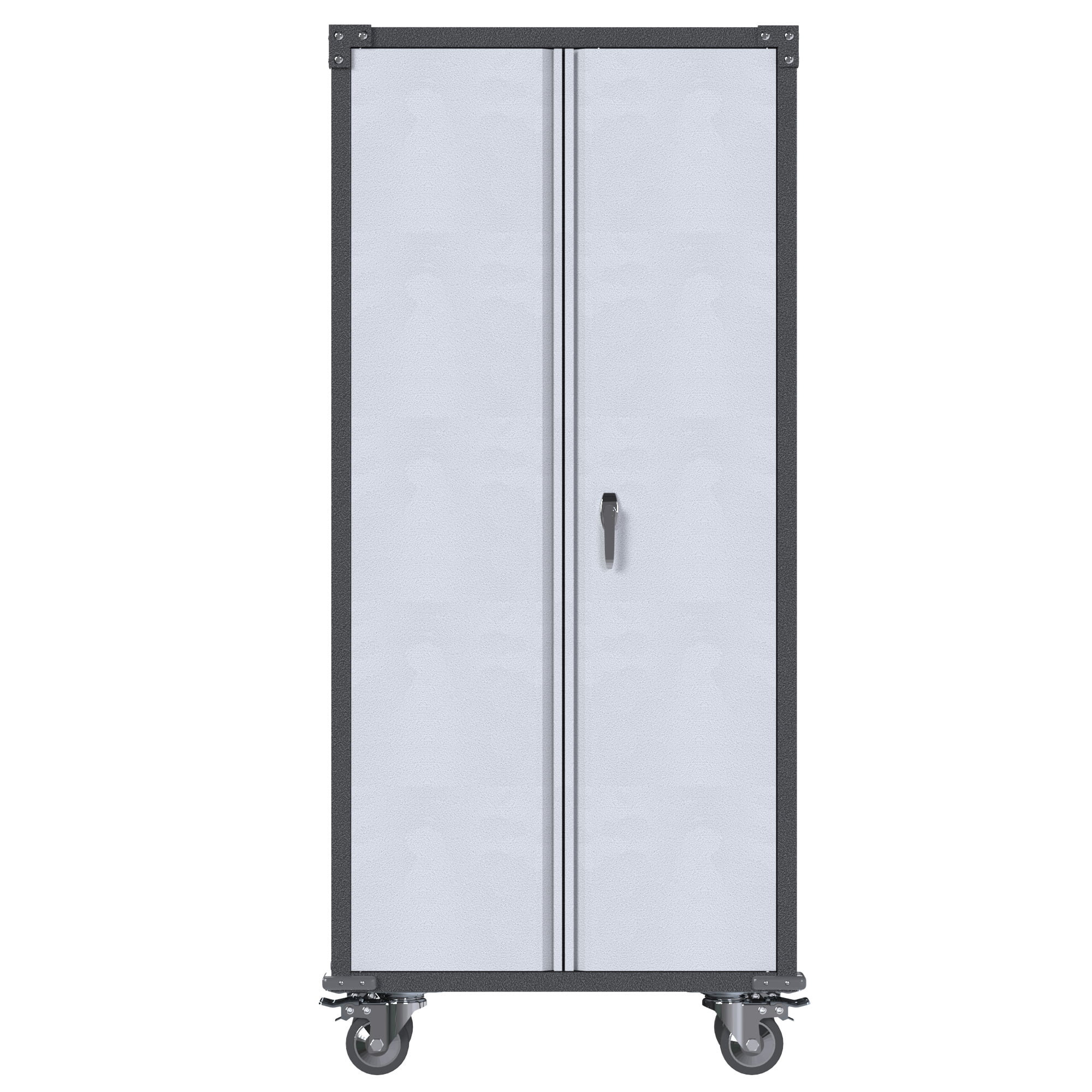 GangMei Metal Rolling Storage Cabinet with Hanging Rod, Large Steel Utility Tool Storage Cabinets with 2 Shelves & Locking Doors, Garage Cabinets for Tool Storage, Assemble Required