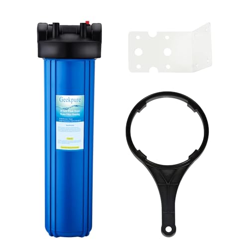 Geekpure 20 Inch Whole House Water Filter Housing-1"NPT Bras Port-Fit 4.5"x 20" Filters