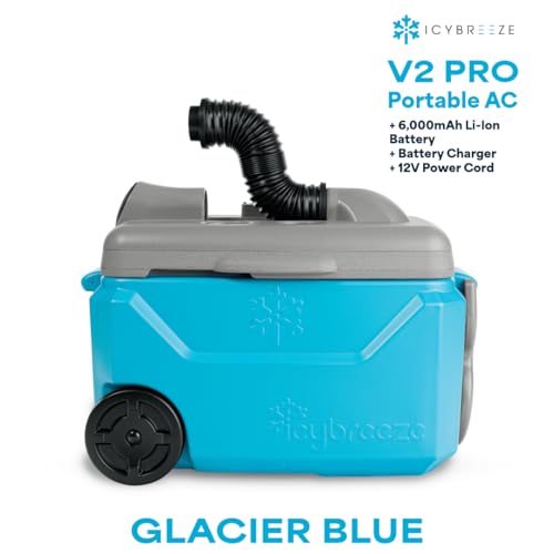IcyBreeze V2 Pro Portable Air Conditioner & Cooler - 2-in-1 Personal Cooling Solution with 3-Speed Fan, 12V Rechargeable Battery, 38 Quart Capacity, Made in the USA