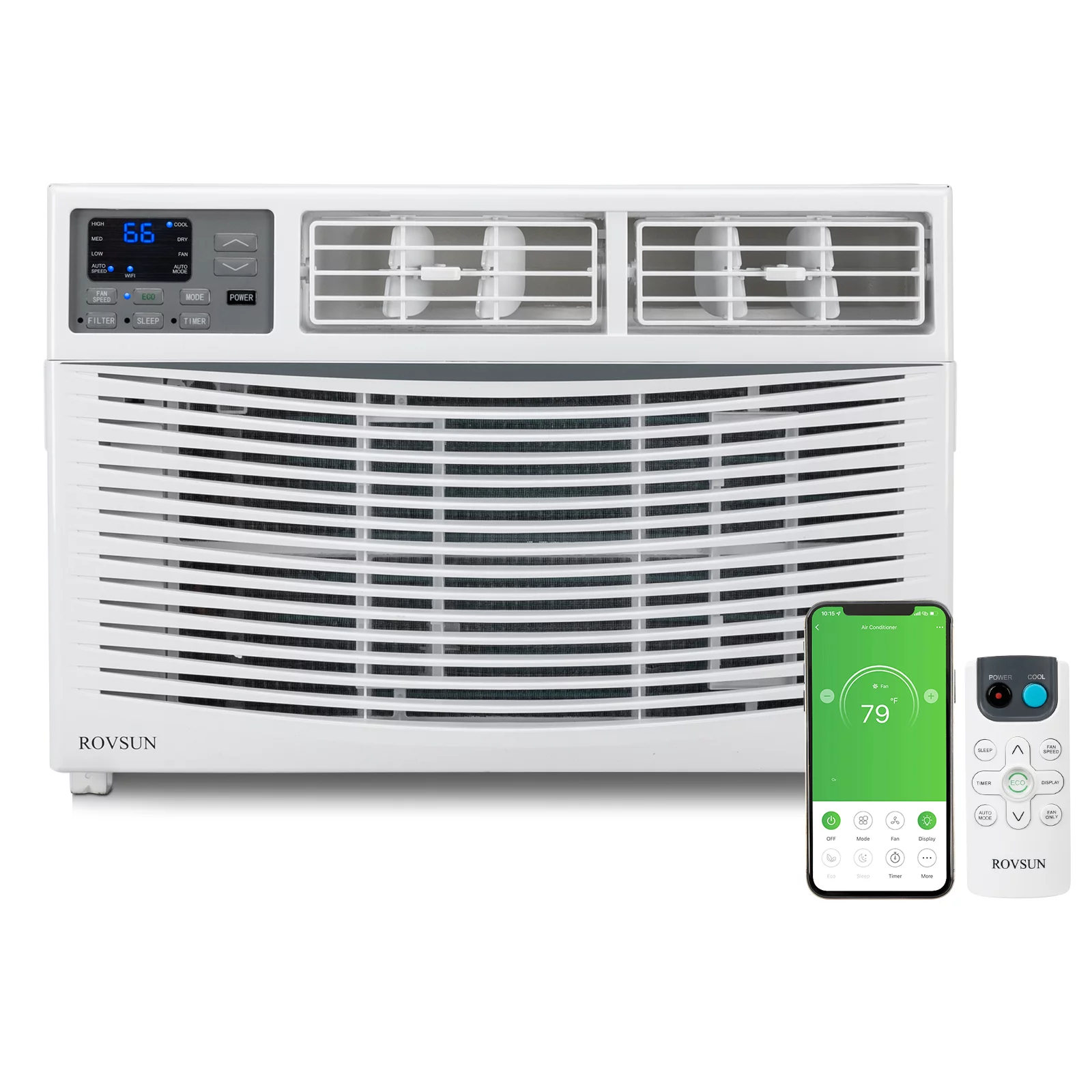 ROVSUN Wifi Enabled 6000 BTU Window Air Conditioner, 115V/60Hz Window AC Unit with Remote & APP Control, Cooling Rooms up to 250 Sq. Ft, Easy Install Kit Included, White