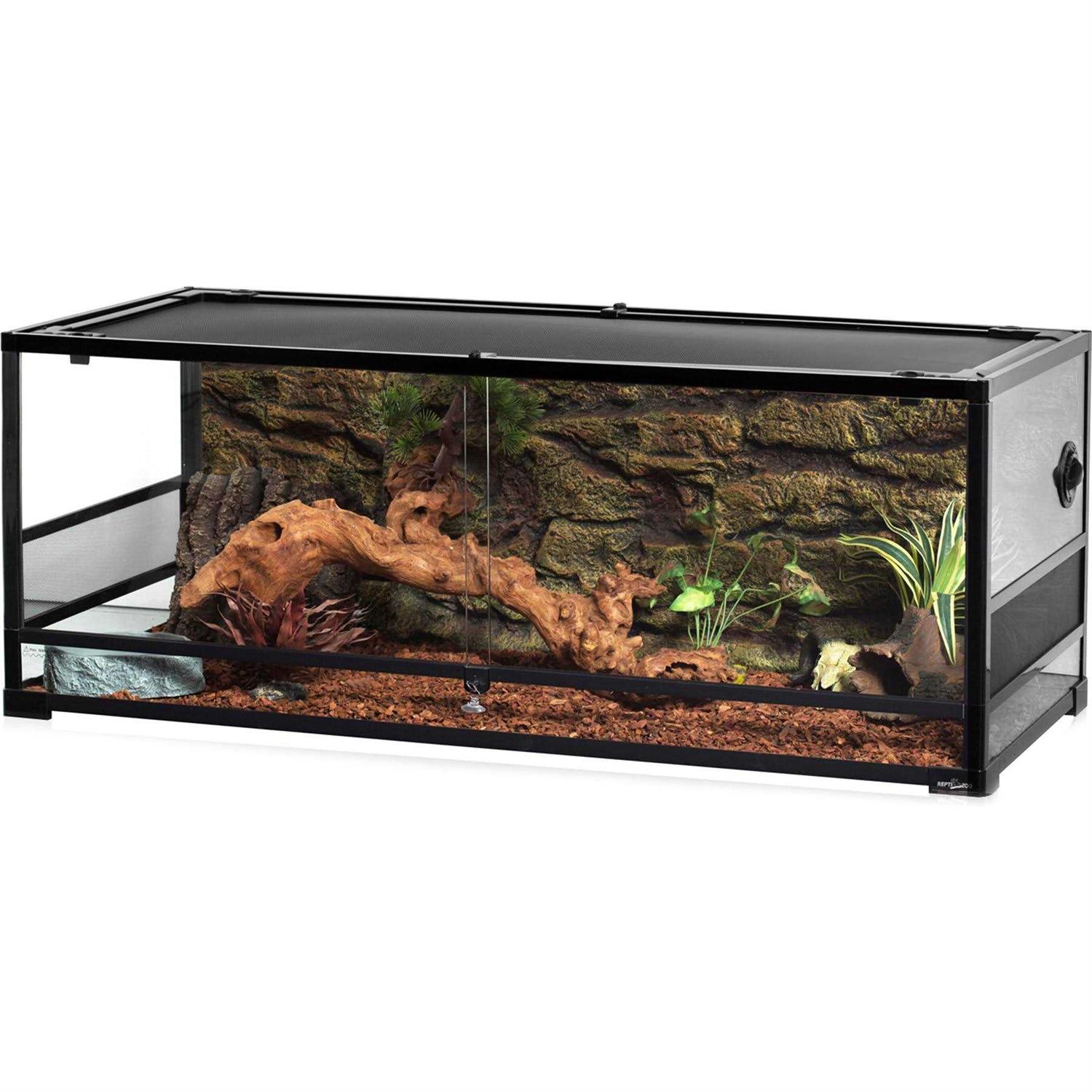 REPTI ZOO Glass Reptile Terrarium Sliding Doors with Screen Ventilation - Pet Supplies online store