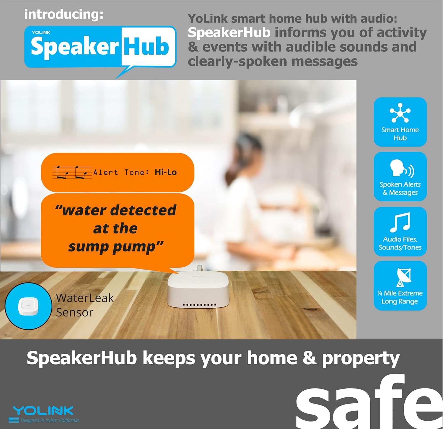 Smart Water Leak Sensor 3 Pack, YoLink 1/4 Mile World's Longest Range Wireless Water Sensor Works with Alexa IFTTT, Water Leak Detector with App Notifications, Remote Monitoring - YoLink Hub Required