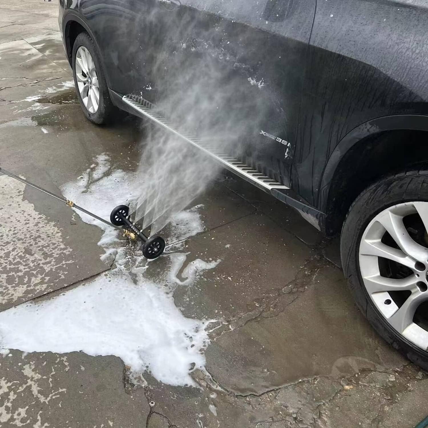 GDHXW Multipurpose Undercarriage Cleaner Surface Cleaner for Pressure Washer 4000 PSI 16 Inch Underbody Car Wash Water Broom with 3 Pieces Extension Wand 5 High Pressure Nozzle Pack of 2