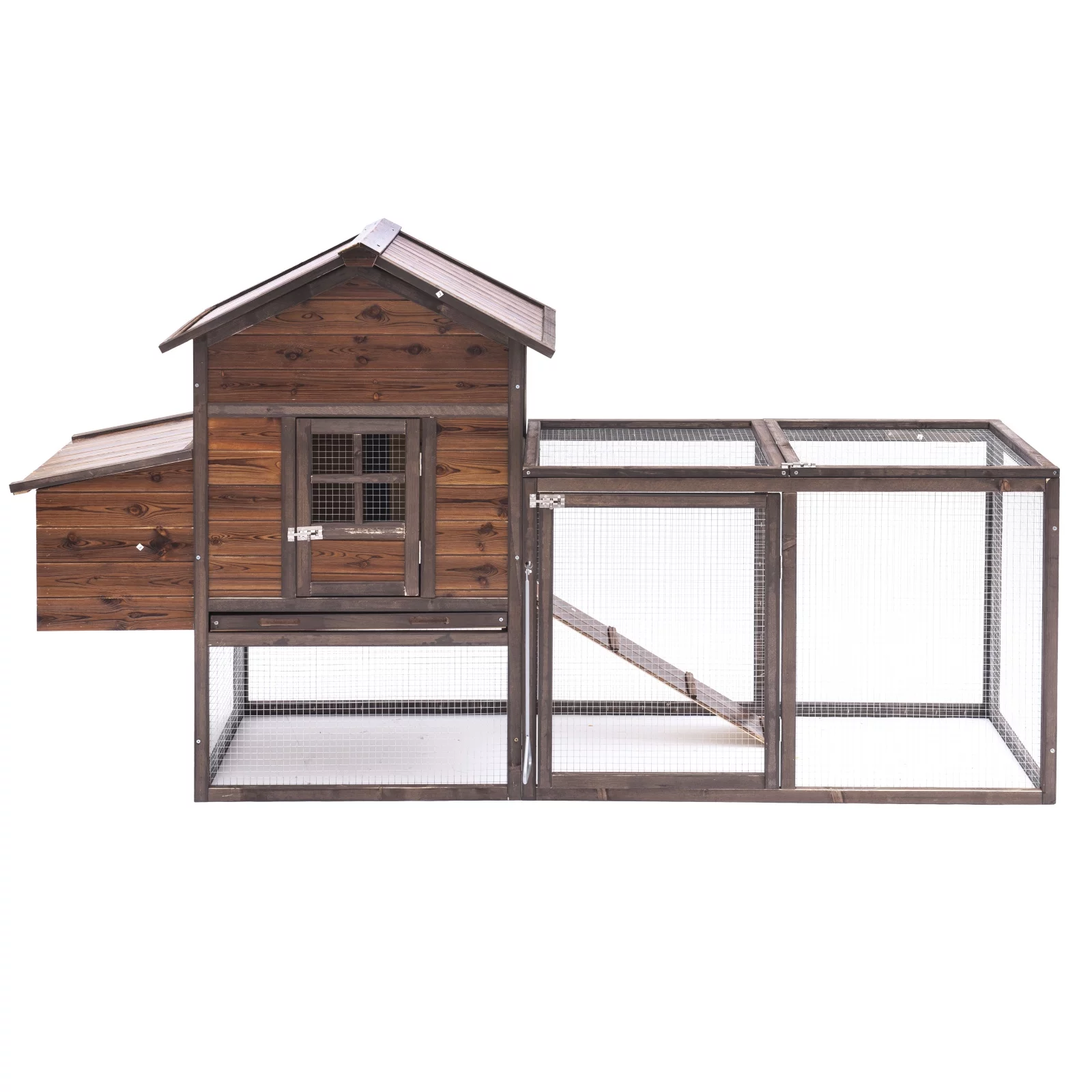 Gaildon Large Removable Chicken Coop for 4-5 Chickens ,with 2 Story Poultry Cage,Nesting Box,Pull Out Trays, Brown - Curated Treasures Market