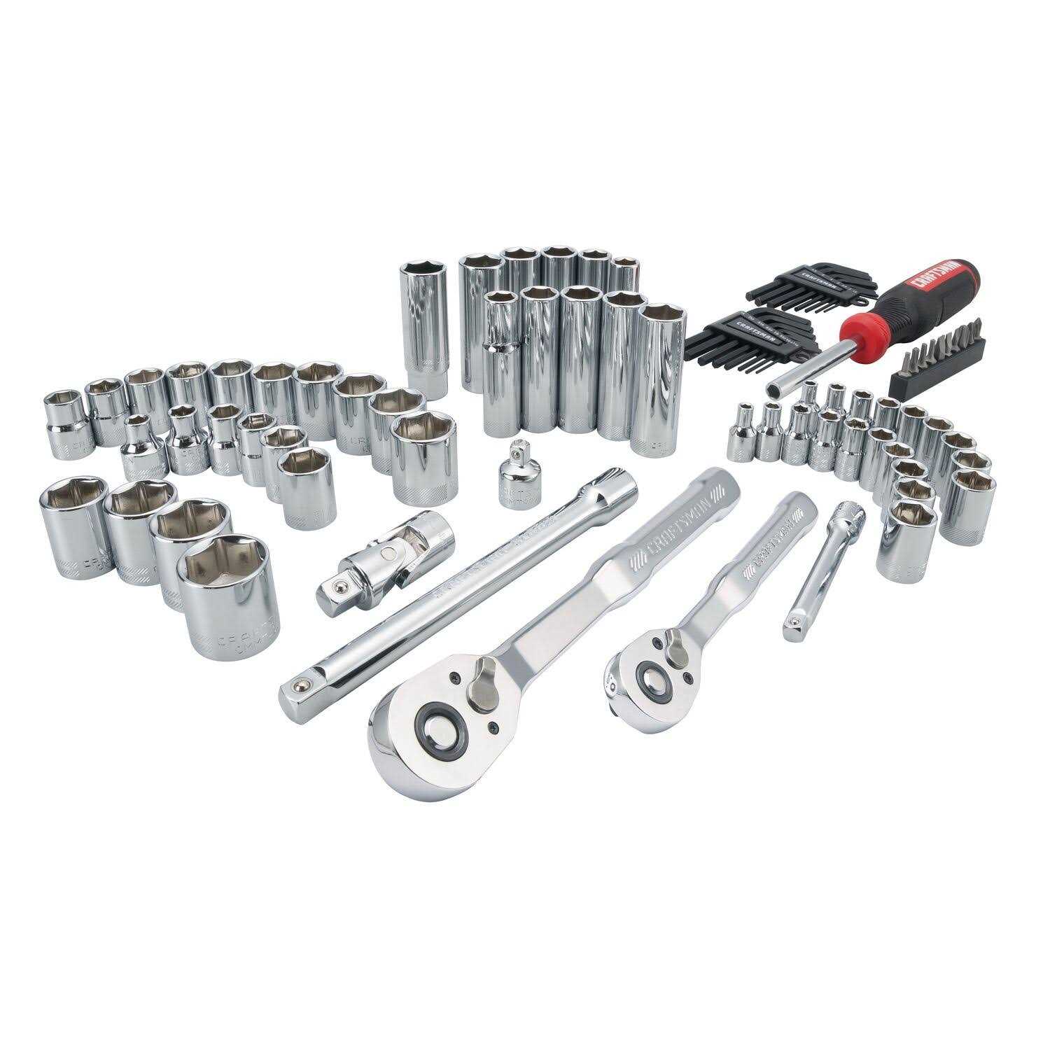 CRAFTSMAN 83-Piece Standard and Metric Polished Chrome Mechanics Tool Set with Hard Case CMMT12121L