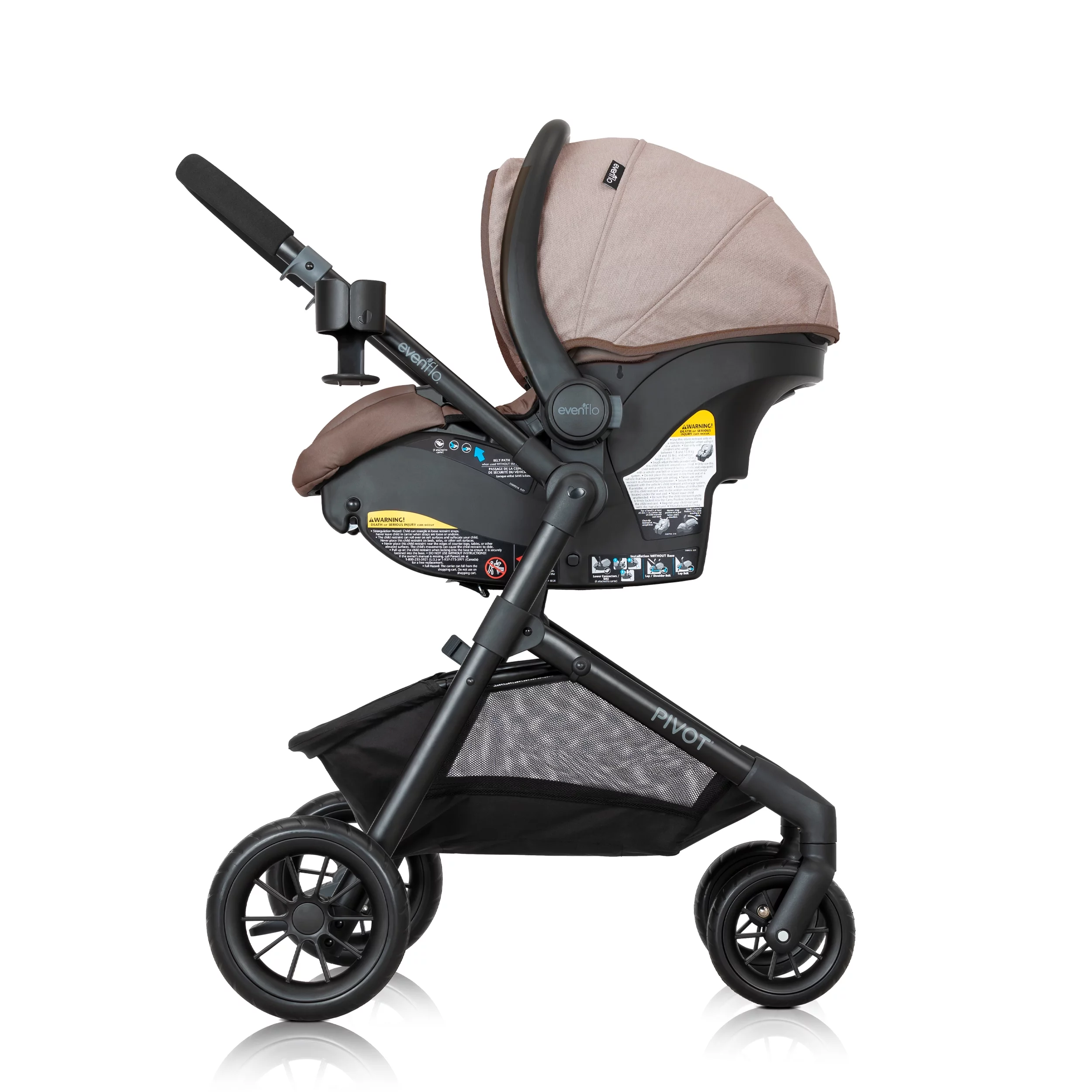 Pivot Modular Travel System with LiteMax Infant Car Seat with Anti-Rebound Bar (Desert Tan)