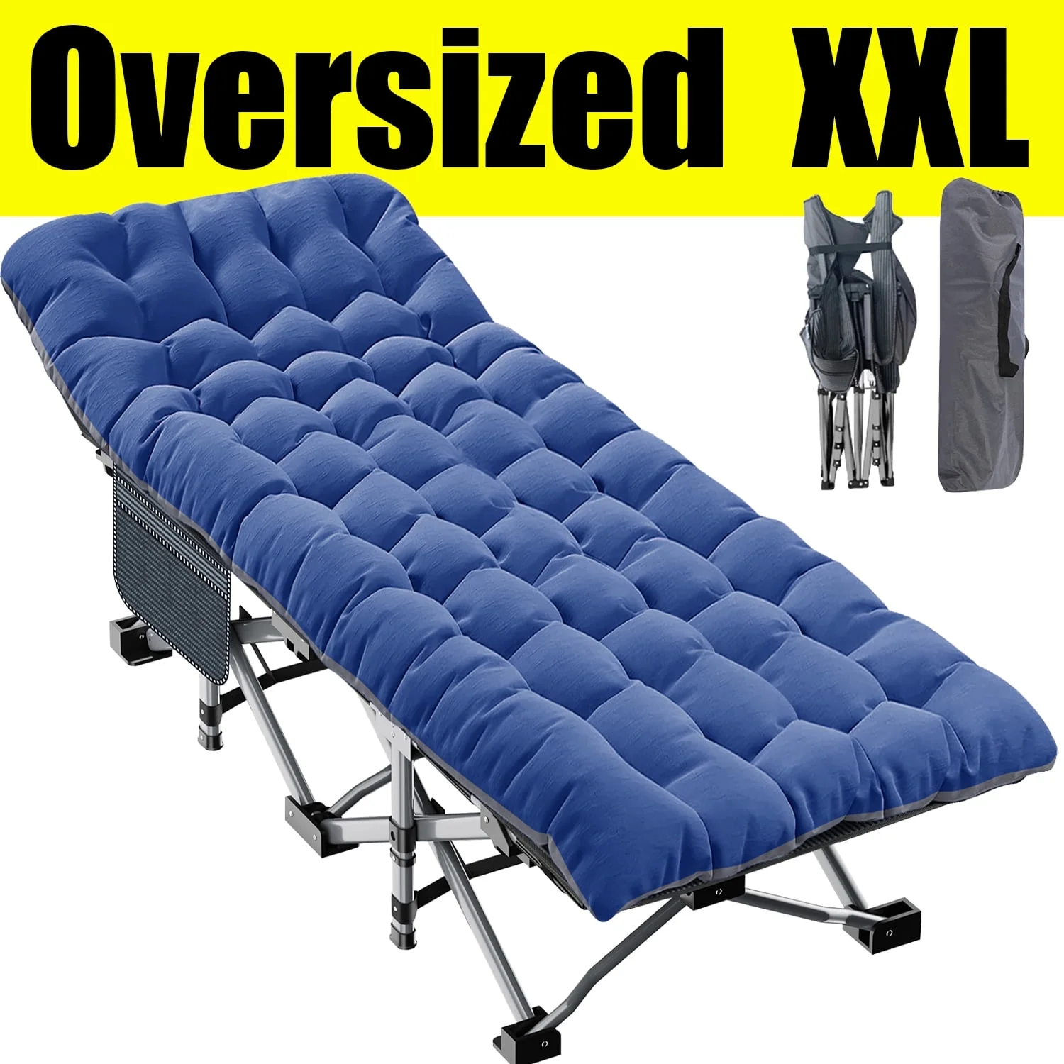 ABORON Oversized XL Folding Sleeping Cots for Adults, 900lb Loading Double-Layer 1200D, Heavy Duty Guest Bed W/Mattress & Carrying Bag