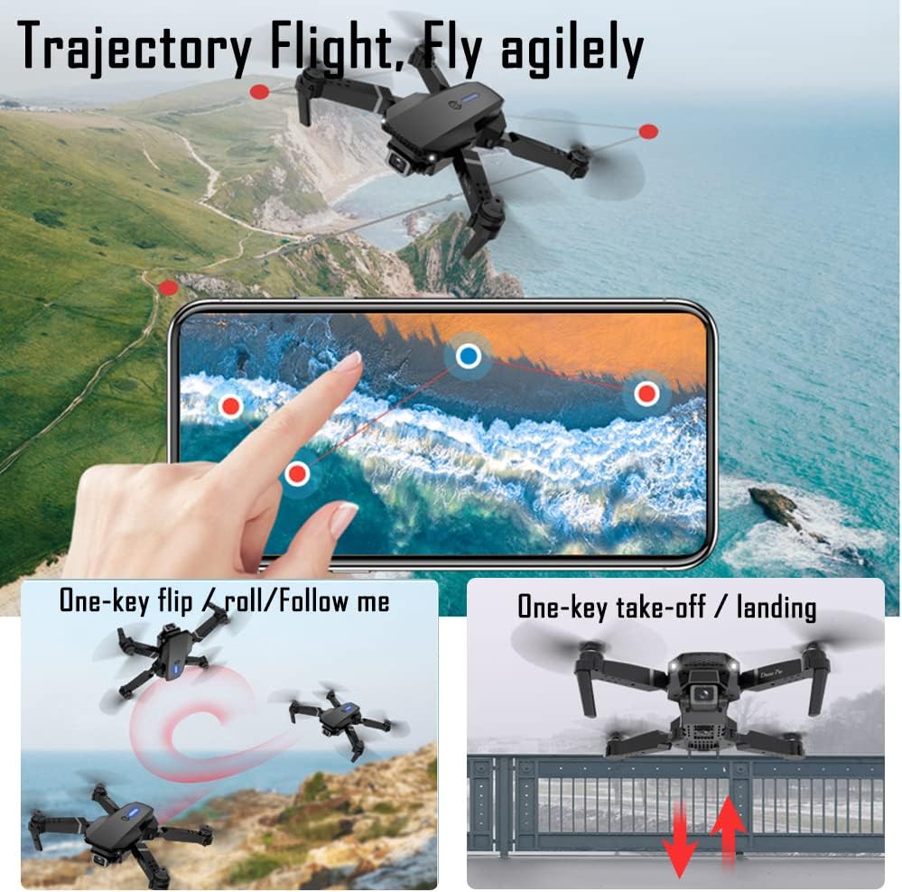 FPV Drone with 4K Dual HD Cameras Upgraded Version RC Quadcopter for Adults and Kids, Beginner WiFi RC Drone Live Video