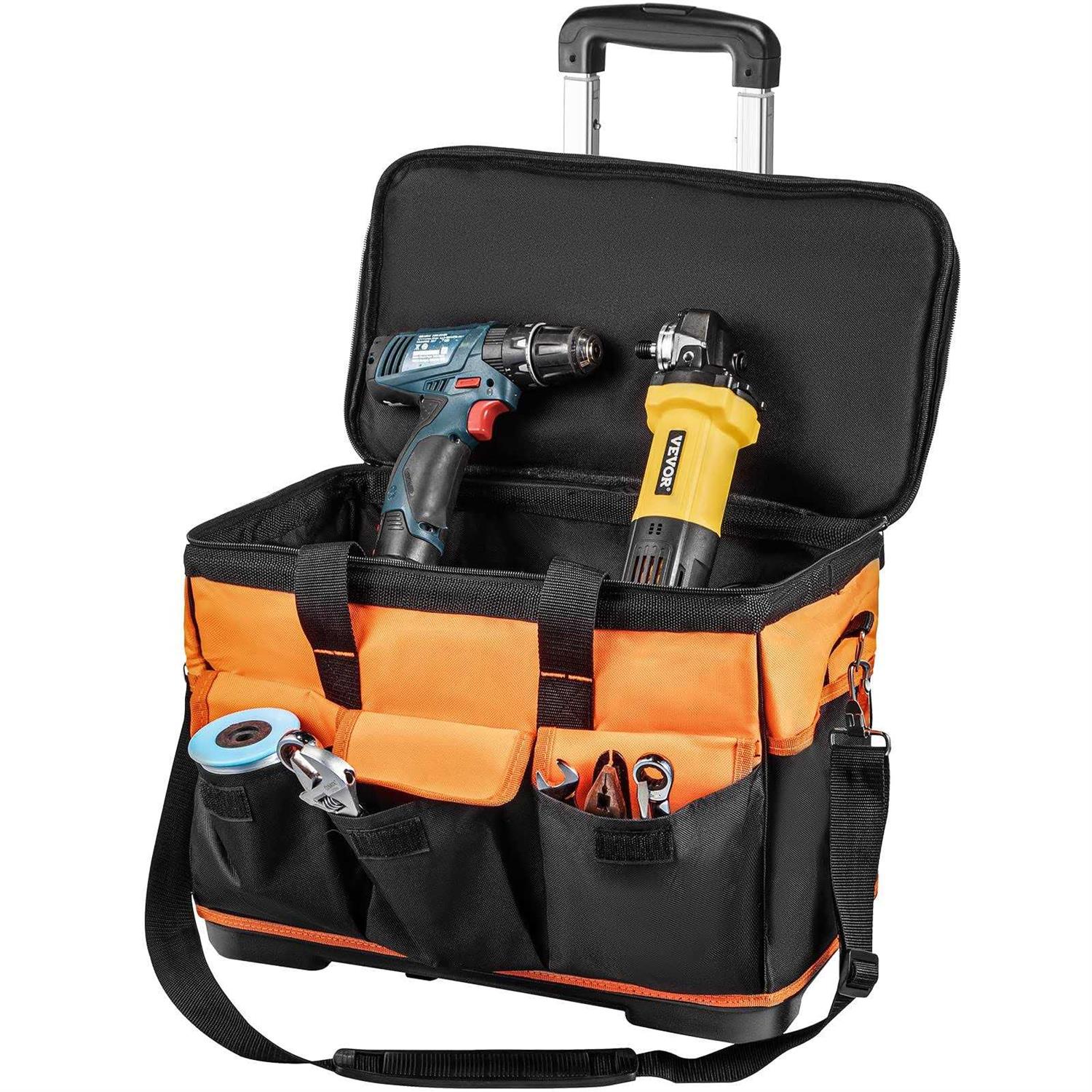 VEVOR Rolling Tool Bag 20-inch 17 Pockets Bag with Two 2.56in Wheels - Shop Hardware Tools Online Store