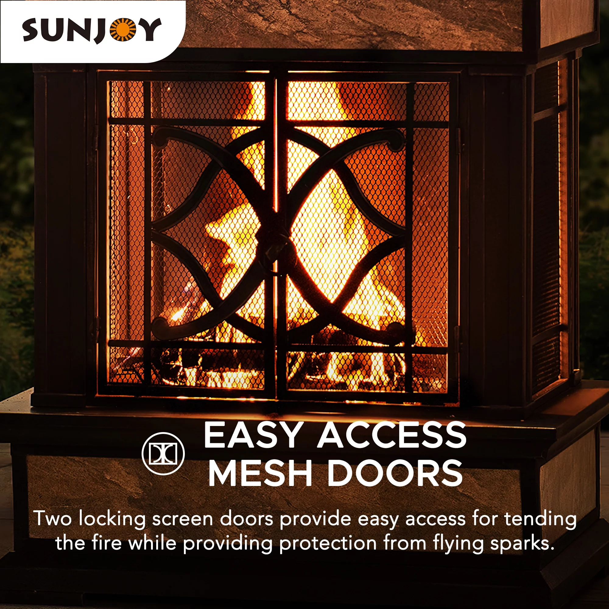 Sunjoy Cole Wood Burning Fireplace - Black