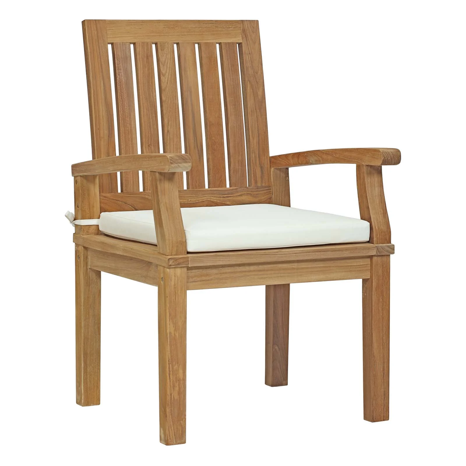 Modway Marina 7 Piece Outdoor Patio Teak Dining Set in Natural White