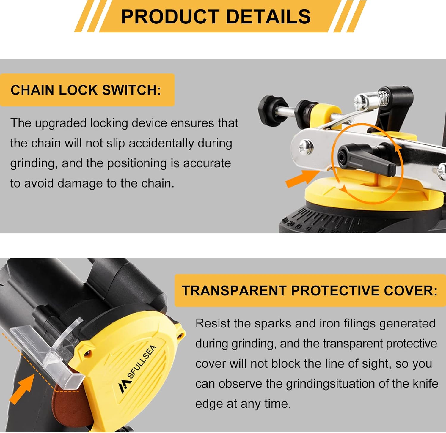 Msfullsea Electric Chainsaw Sharpener Grinder Electric Grinder Chain Saw Bench Sharpener Multi-Angle Adjustable Chainsaw Grinder Sharpener Vise Mount W/Grind Chainsaw Wheel 110V Pack of 2