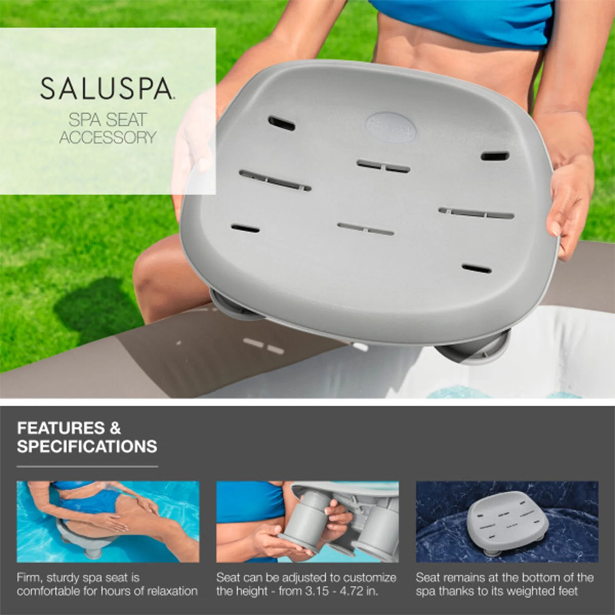 Bestway SaluSpa Fiji Hot Tub w/Set of 4 Spa Seat & 4 Pack Headrest Pillows
