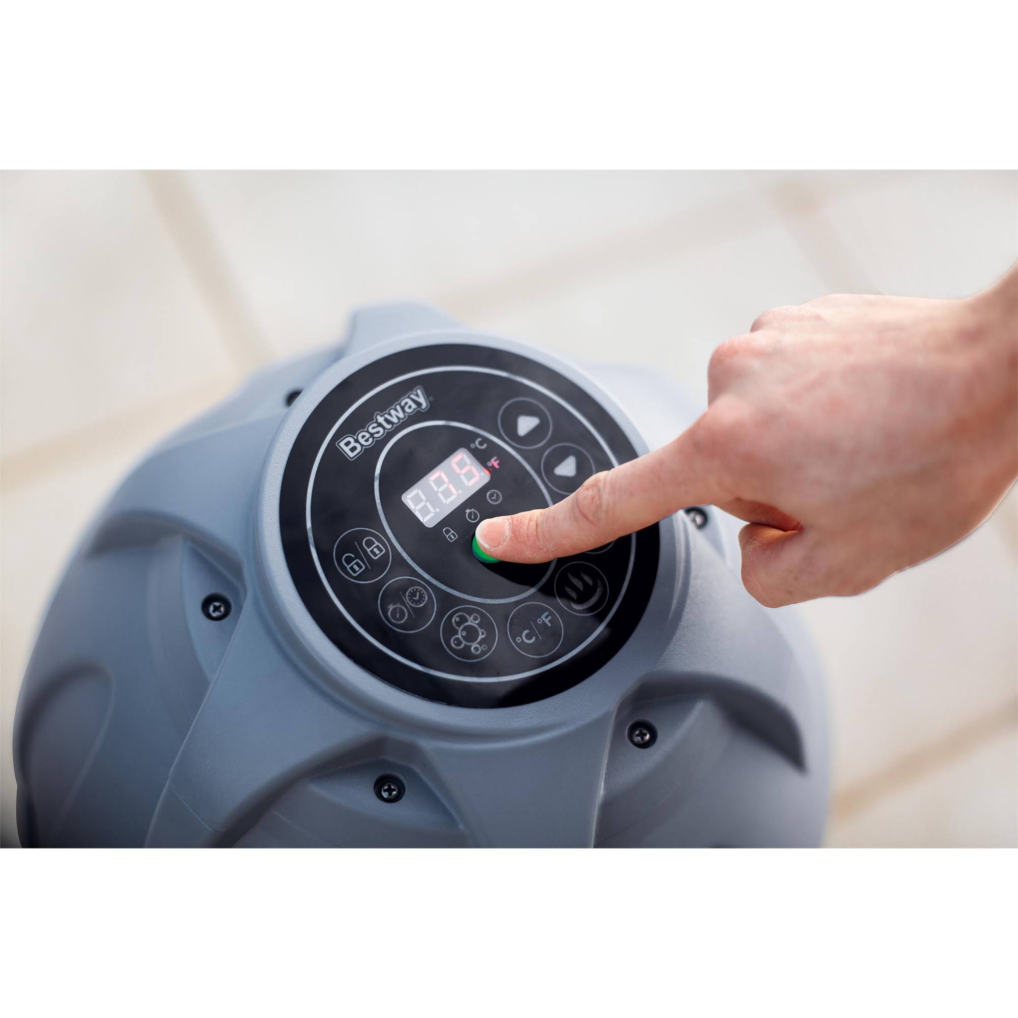 Bestway SaluSpa Milan Airjet Plus Portable Round Inflatable Hot Tub Spa, Blue