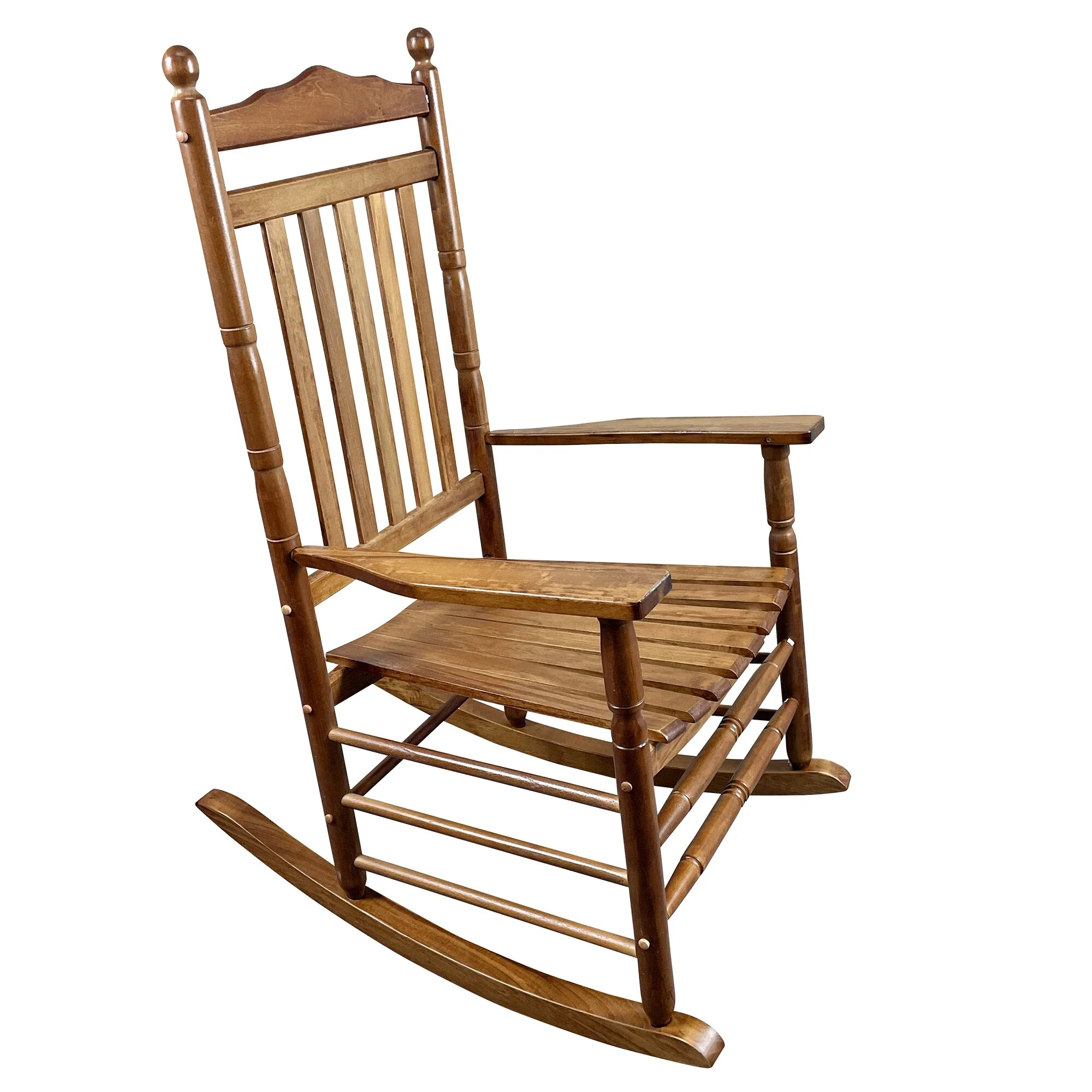 Traditional Wooden High-Back Rocking Chair for Porch Oak