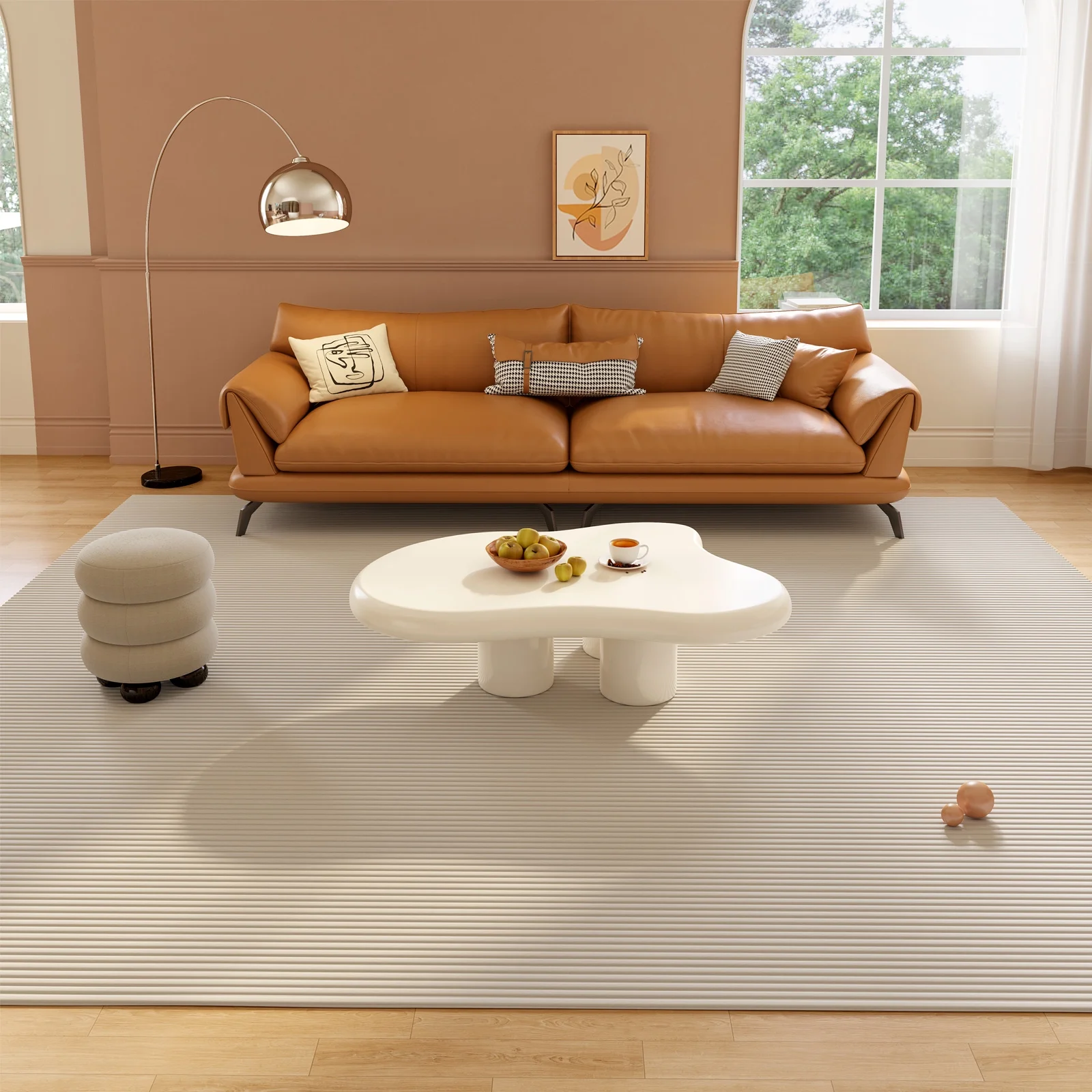 Guyii Cloud Coffee Table, Irregular Coffee Table for Living Room with 3 Legs, White 46.06 Inch