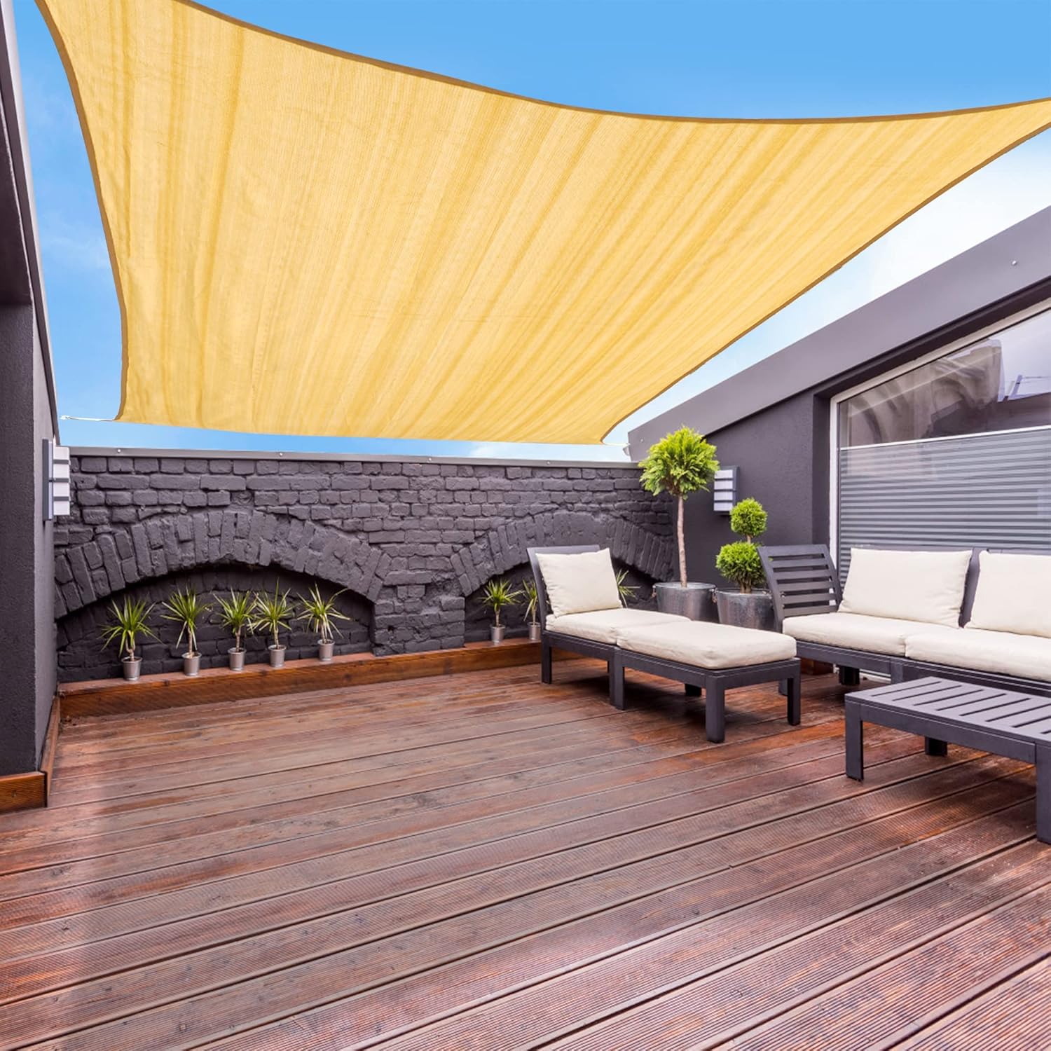 Garden expert 20'x20' Sun Shade Sail Sand Large Square Canopy Sail Shade Cloth for Patio Garden Outdoor Backyard