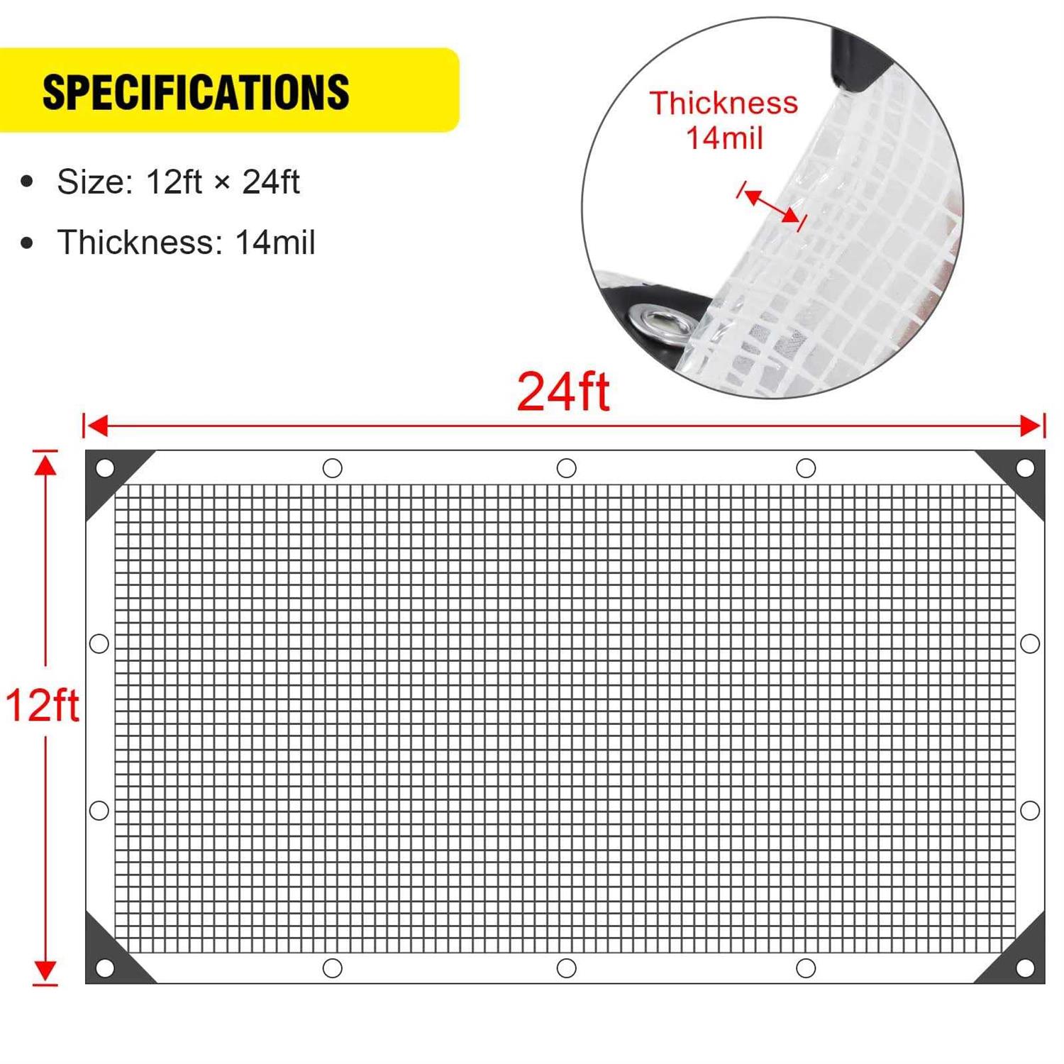 Clear Greenhouse Heavy Duty Tarp 14 Mil Clear Waterproof Cover,UV Resistant Poly Tarp with Grommets Superior Strength,for Gardening - Shop Hardware Tools Online Store