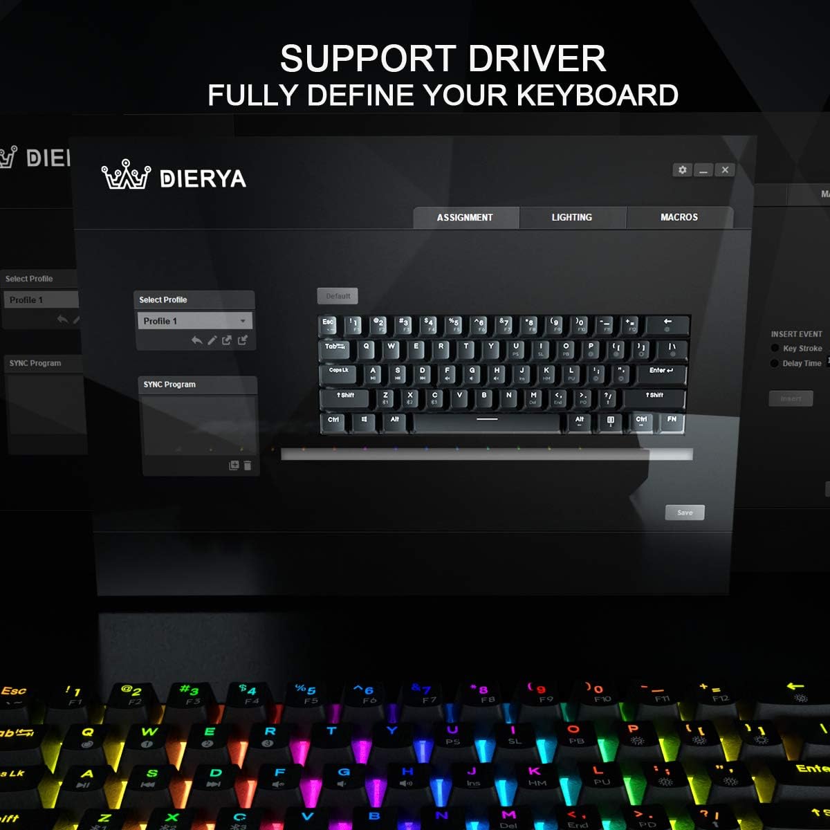 DIERYA DK61E 60% Mechanical Gaming Keyboard, RGB Backlit Wired PBT Keycap Waterproof Type-C Mini Compact 61 Keys Computer Keyboard with Full Keys Programmable (Gateron Optical Brown Switch) Pack of 2