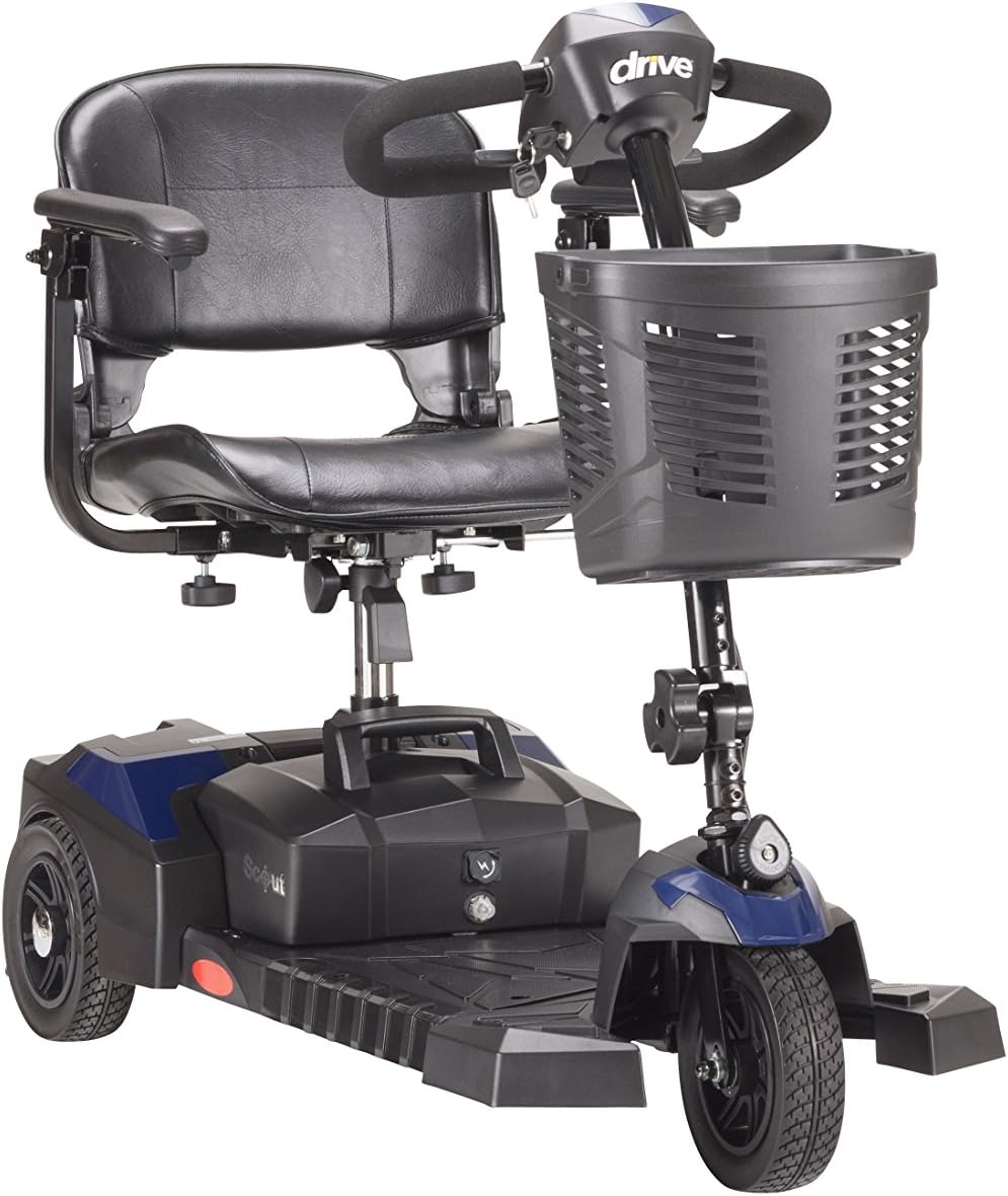 Drive Medical Spitfire Scout 3 Compact Travel Scooter, 3-wheel, Red/Blue