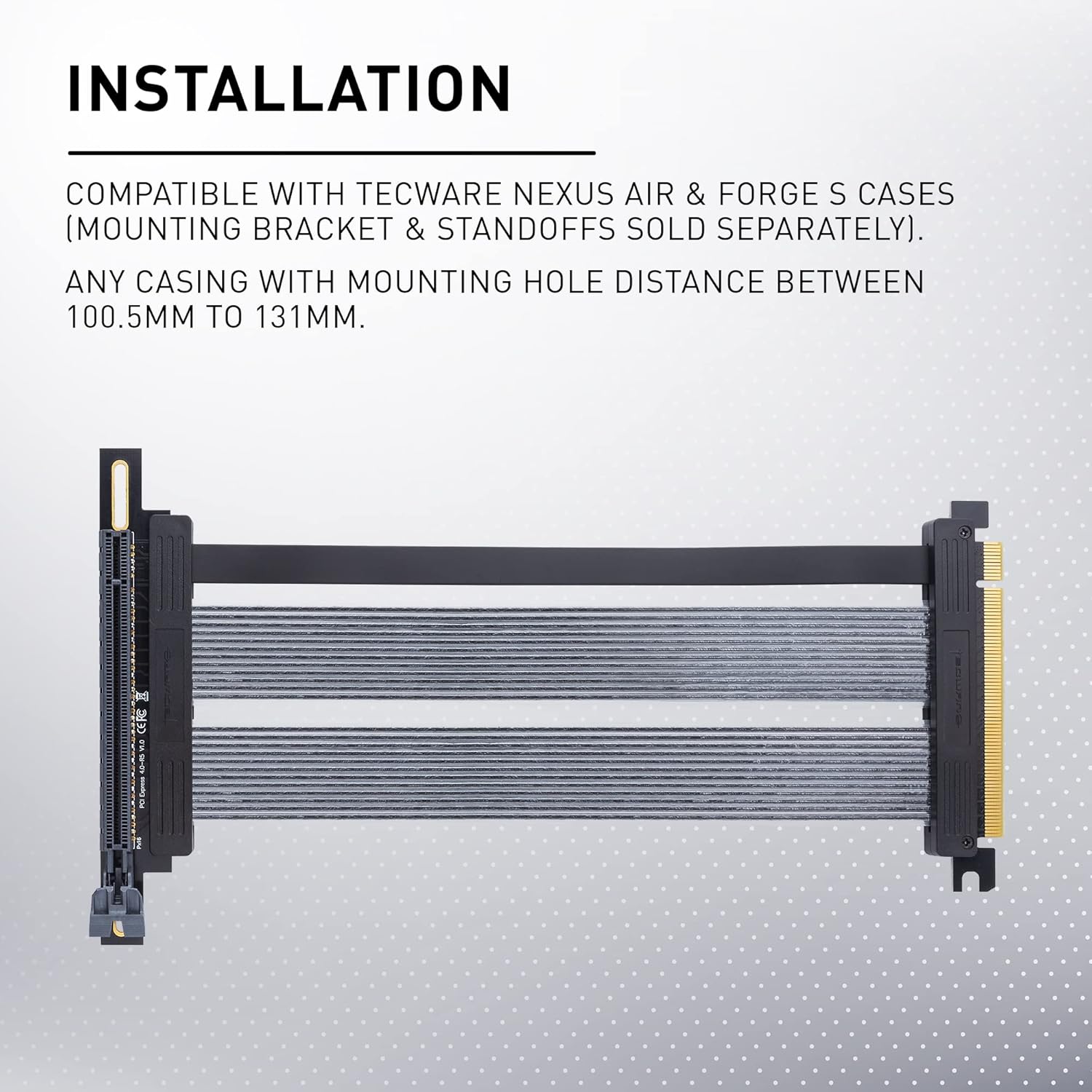 Tecware PCIE GEN 4.0 Riser Extension Cable for Vertical GPU Mount (PCIE 4.0 Right Angle (90 Degree))