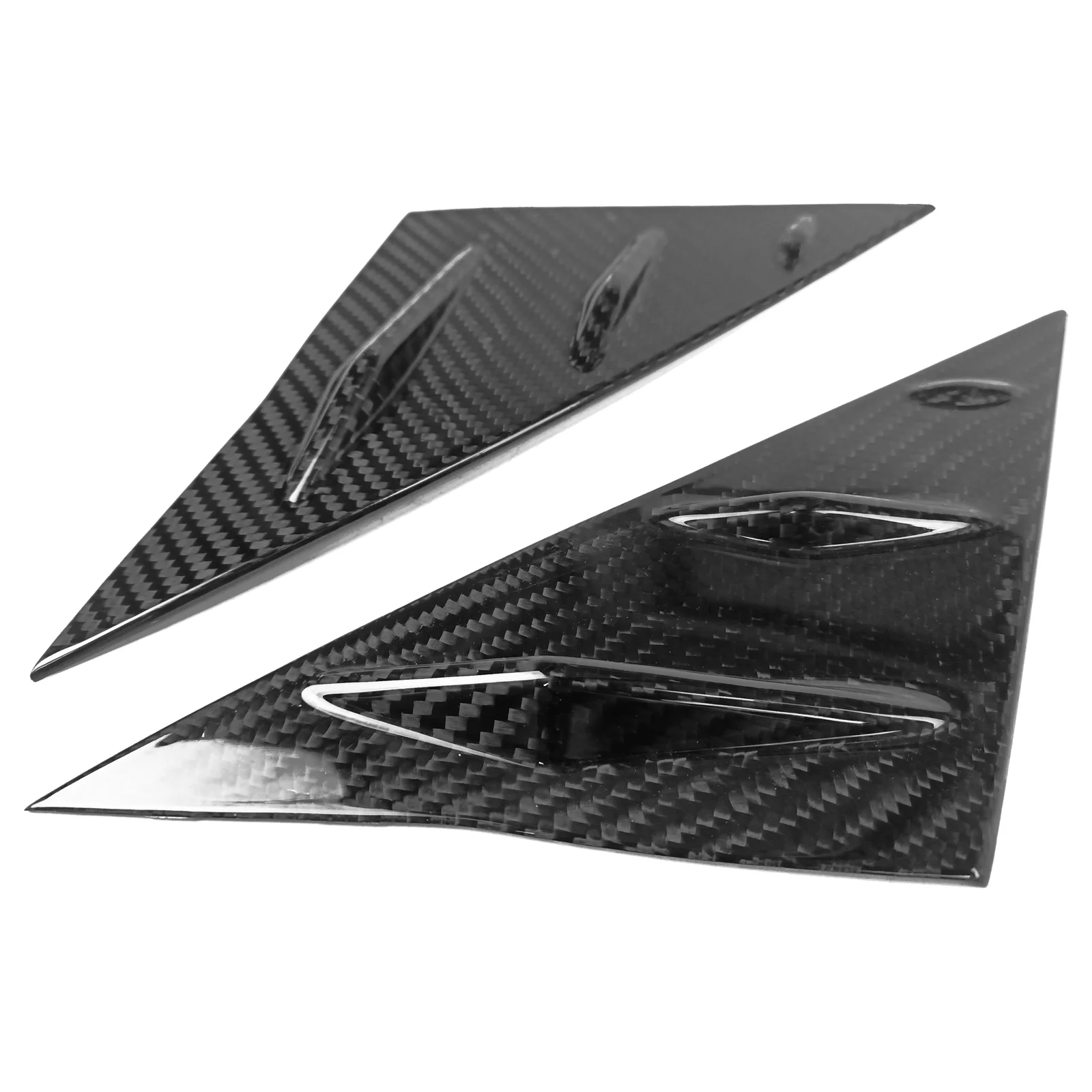 Ikon Motorsports Front Window Louver Compatible With 2017-2023 Tesla Model 3, Side 1/4 Scoop Cover Real Carbon Fiber Windshield Vent Panel Air Vent Trim 2PCS