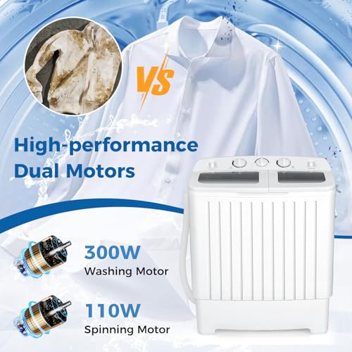 COSTWAY Portable Washing Machine, Twin Tub 20 Lbs Capacity, Washer(12 Lbs) and Spinner(8 Lbs), Durable Design, Timer Control, Compact Laundry Washer for RV, Apartments and Dorms