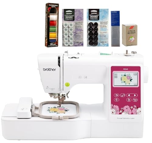 Brother PE545 Embroidery Machine, Wireless LAN Connected, 135 Built-in Designs, 4" x 4" Hoop Area, Large 3.7" LCD Touchscreen, USB Port, 10 Font Styles