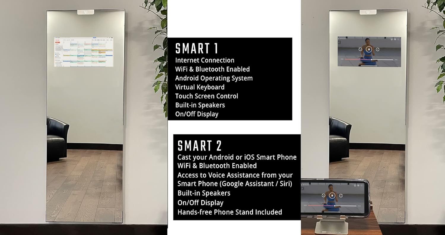 Capstone Touch Screen Smart Mirror 60 x 23 - Full Length - WI-FI / Download APPS / Bluetooth / Casting / Streaming
