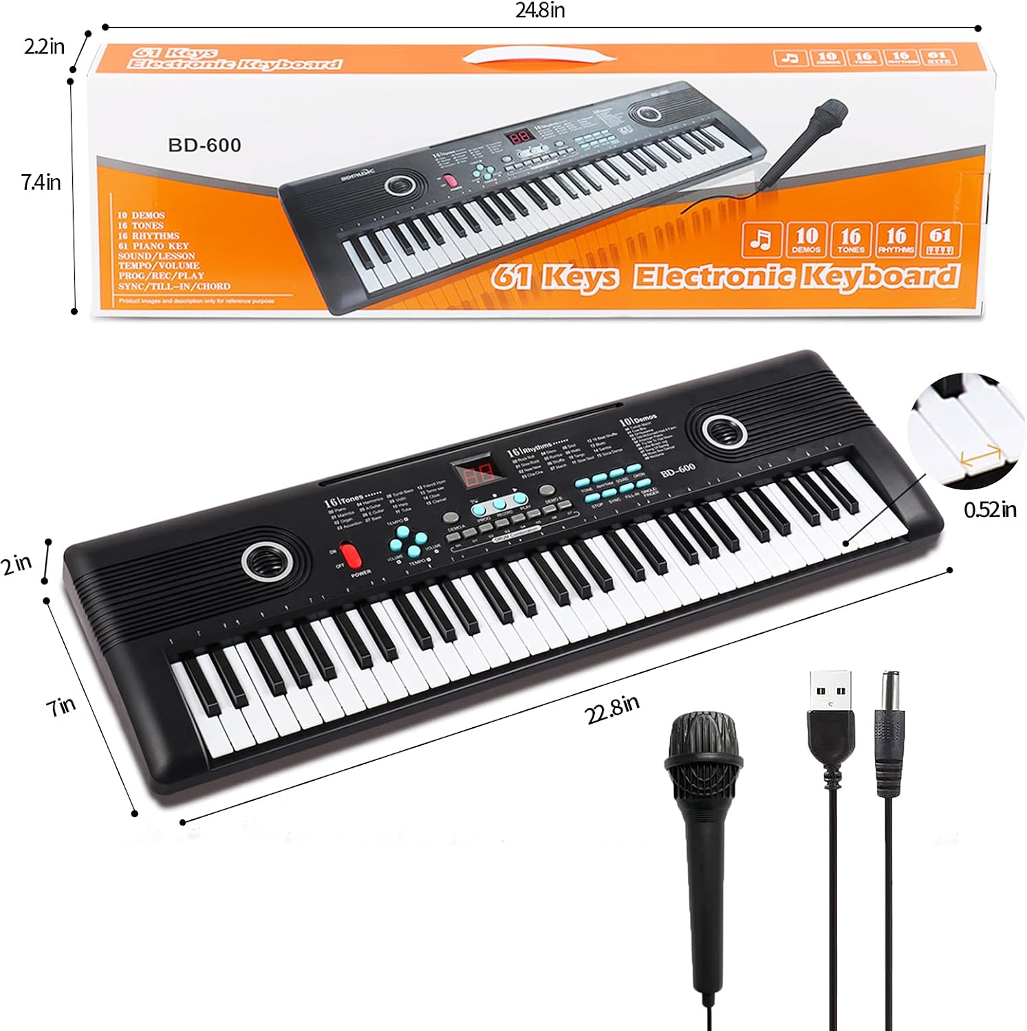 61 Keys Keyboard Piano, Electronic Digital Piano with Built-In Speaker Microphone, Portable Keyboard Gift Teaching for Beginners，piano keyboard for kids Pack of 2